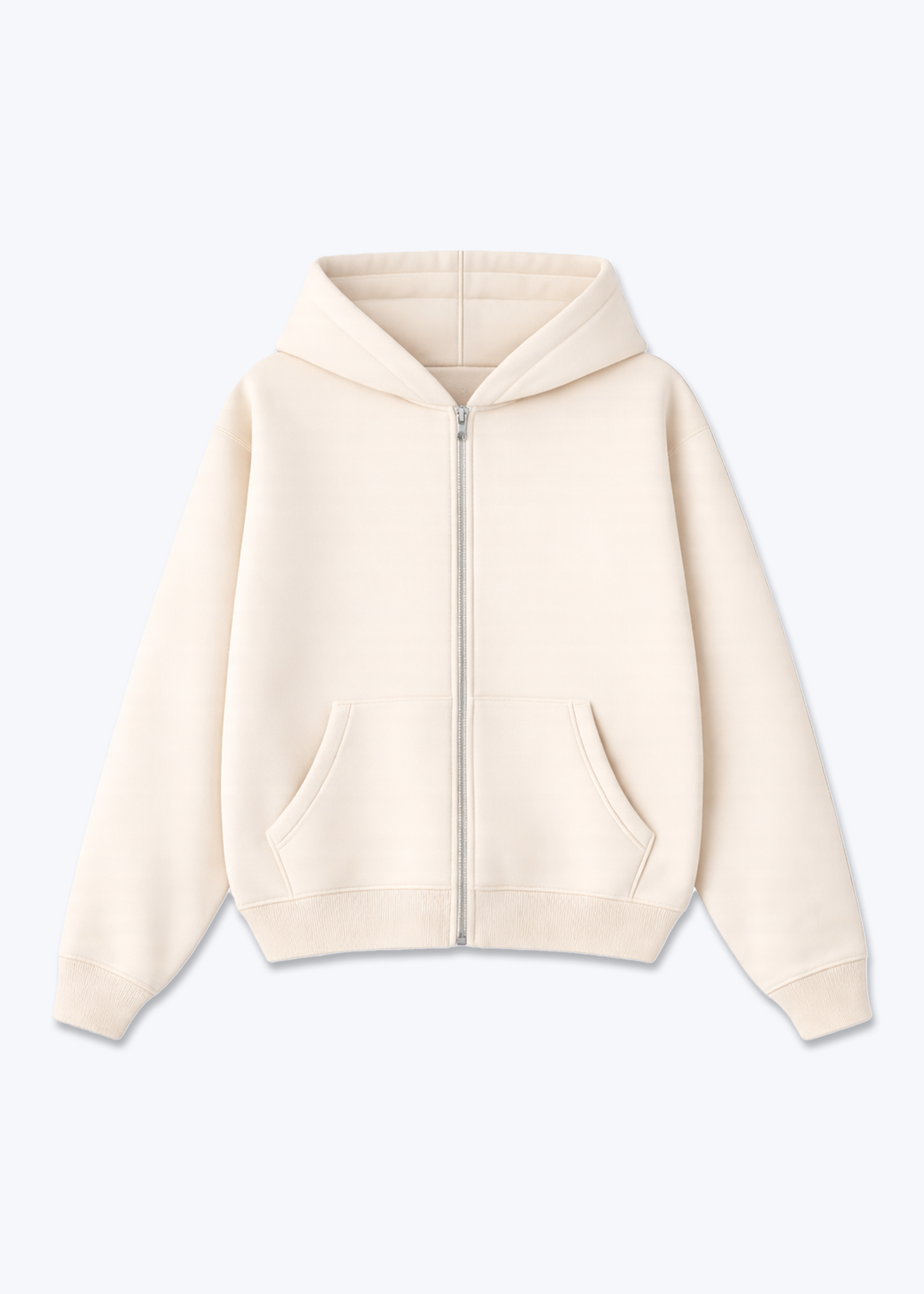 CLEAN BLANK - Zip Hoodie - Beige Front Base