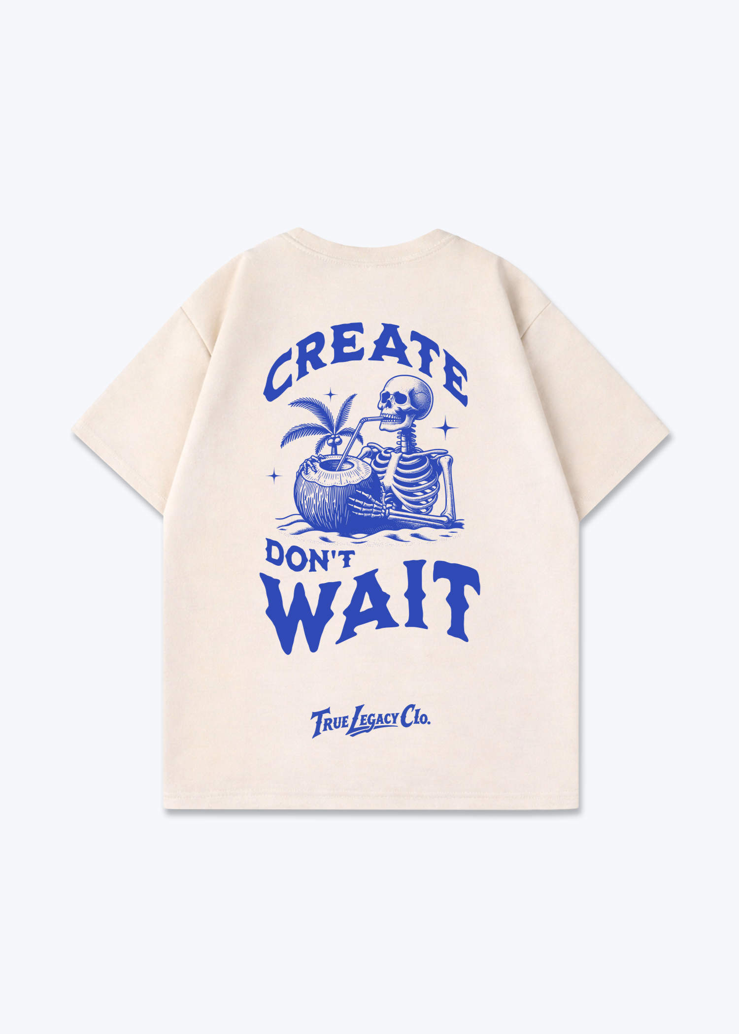 CREATE DON'T WAIT - Oversized Shirt - Beige Back (Designed)