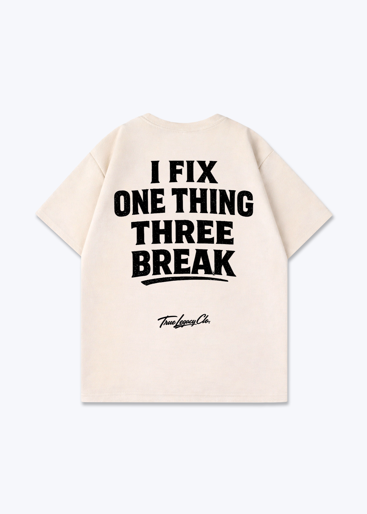 THREE BREAK - Oversized Shirt - Beige Back (Designed)