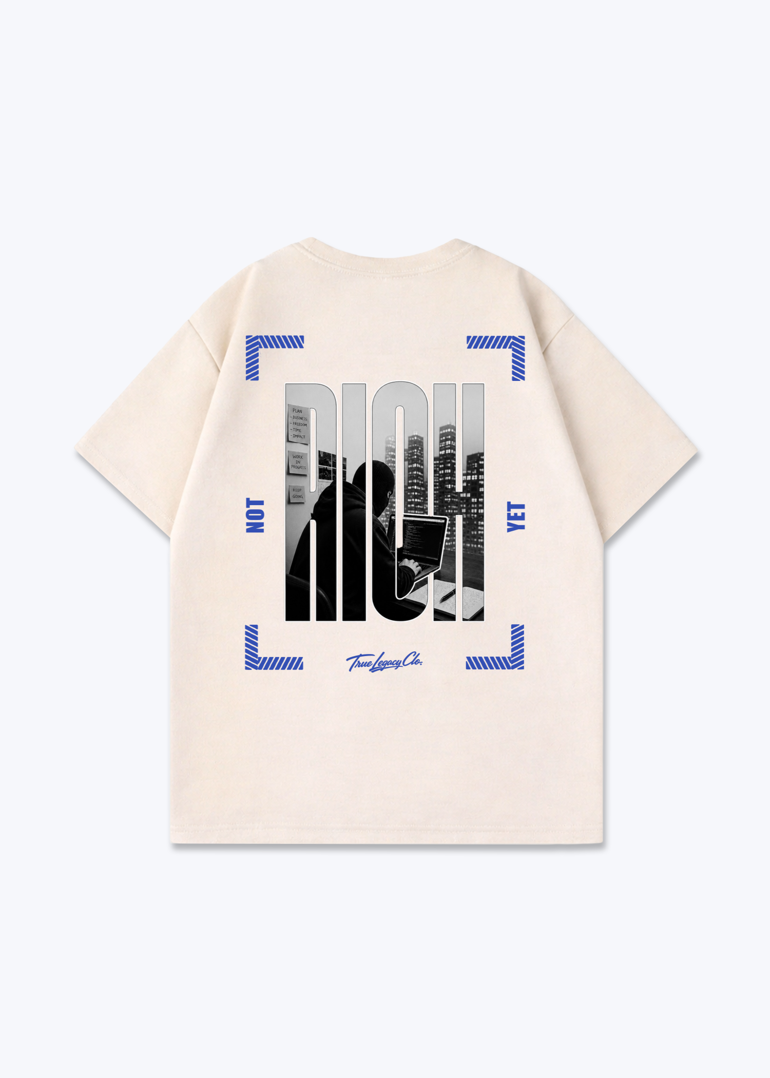 NOT RICH YET - Oversized Shirt - Beige Back (Designed)