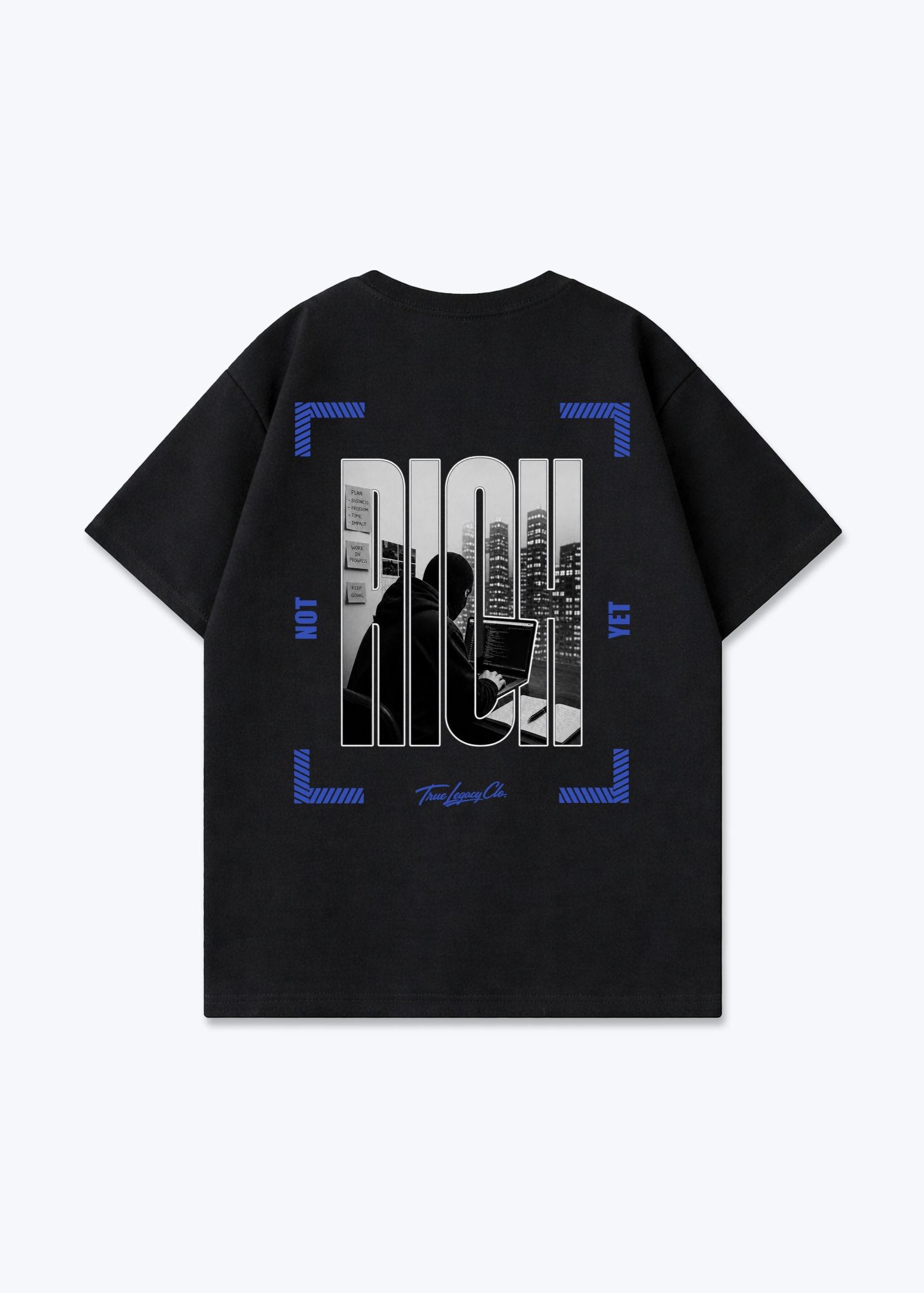 NOT RICH YET - Oversized Shirt - Black Back (Designed)