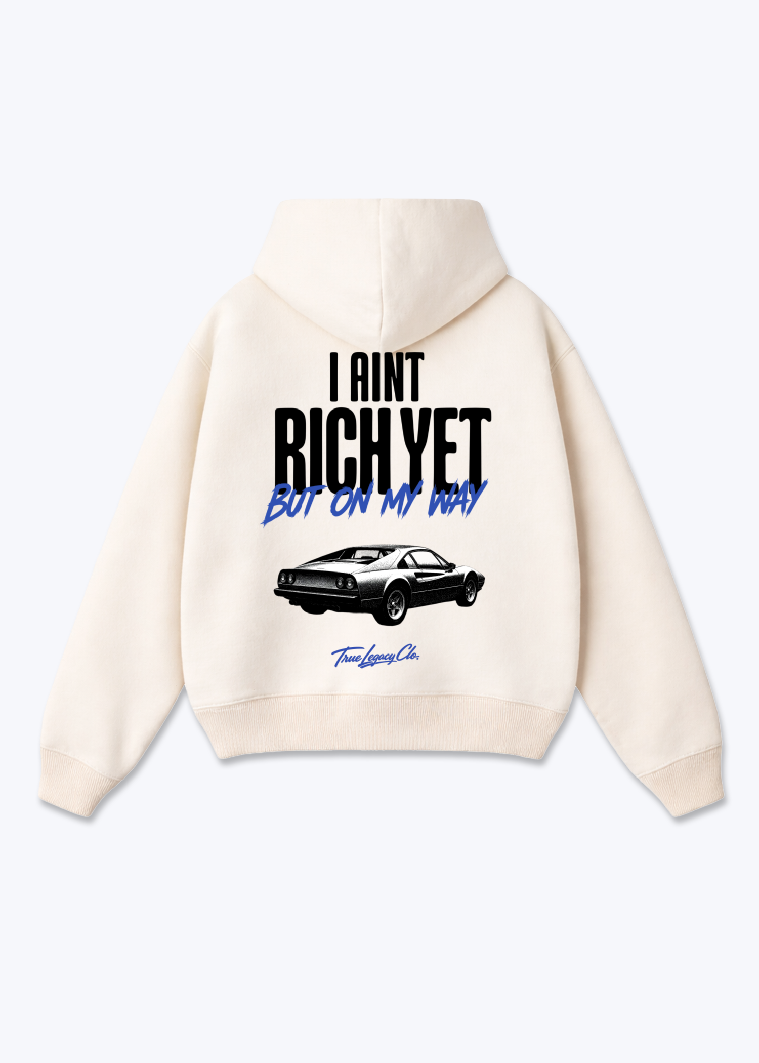 AINT RICH YET - Oversized Hoodie - Beige Back (Designed)