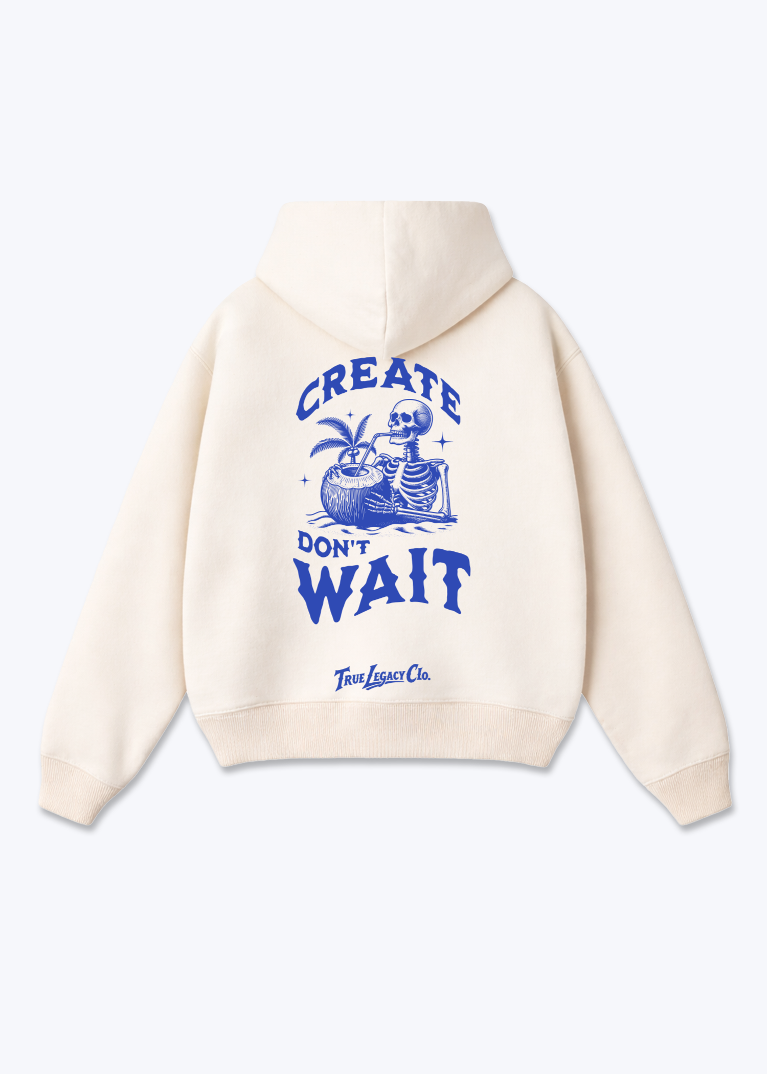 CREATE DON'T WAIT - Oversized Hoodie - Beige Back (Designed)