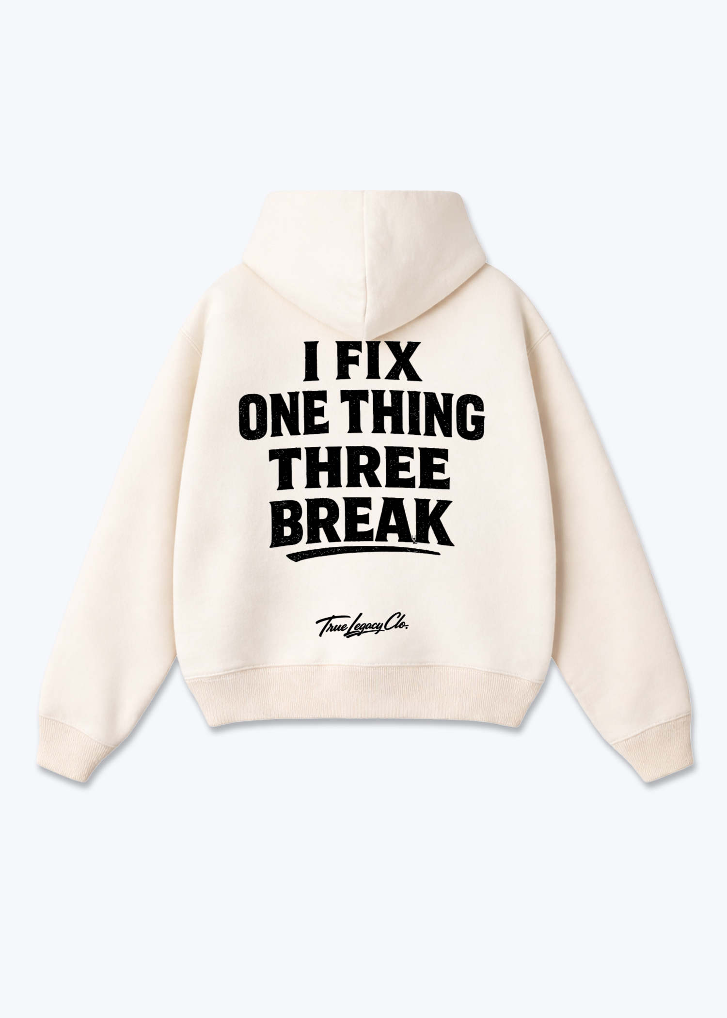 THREE BREAK - Oversized Hoodie - Beige Back (Designed)