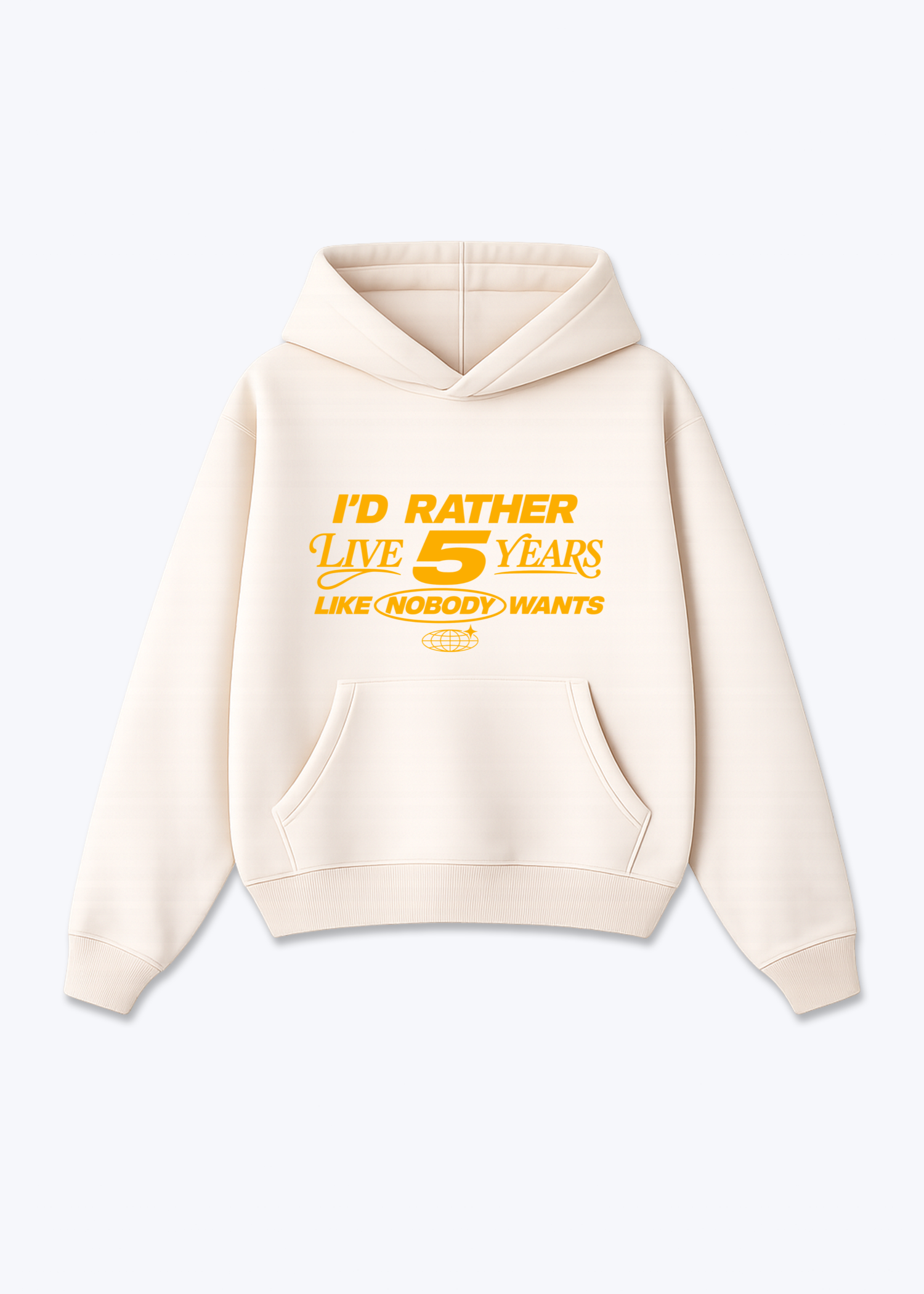NOBODY CAN - Oversized Hoodie - Beige Front (Designed)