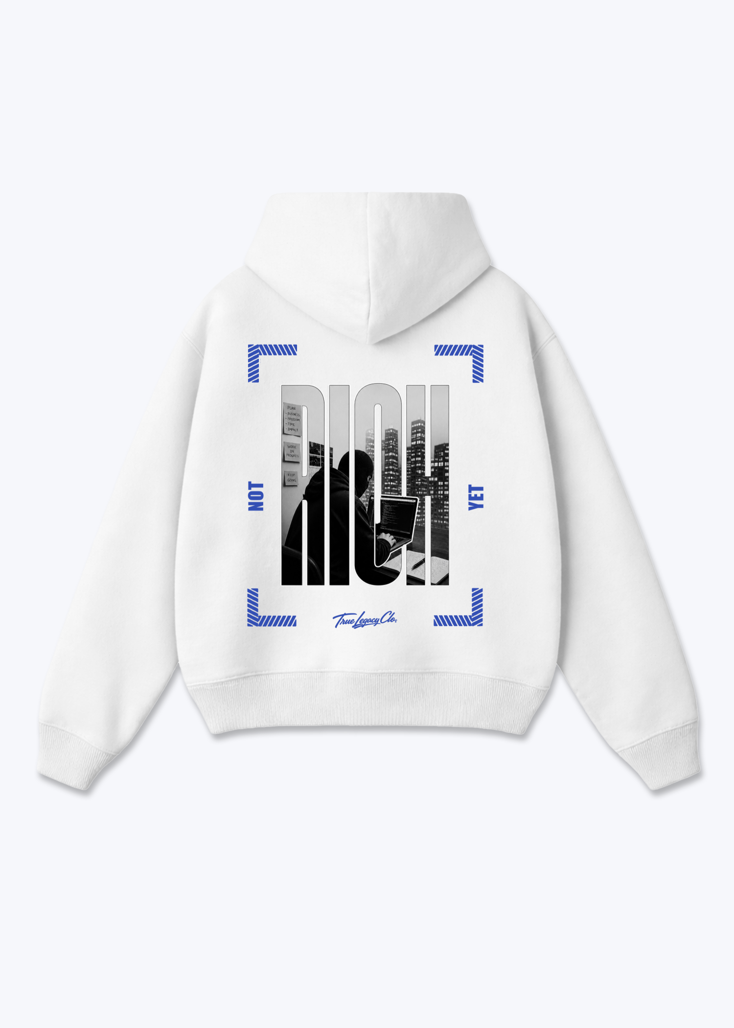 NOT RICH YET - Oversized Hoodie - White Back (Designed)