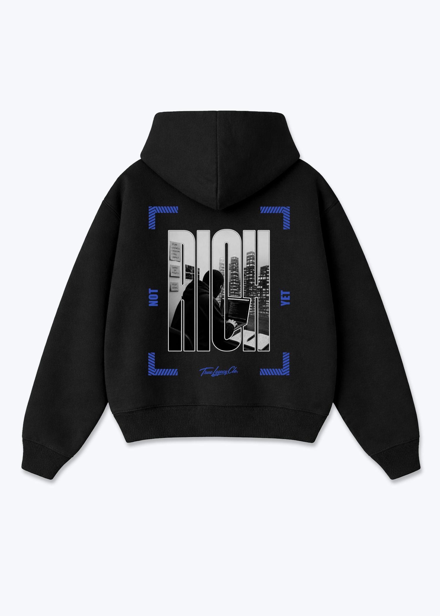 NOT RICH YET - Oversized Hoodie - Black Back (Designed)