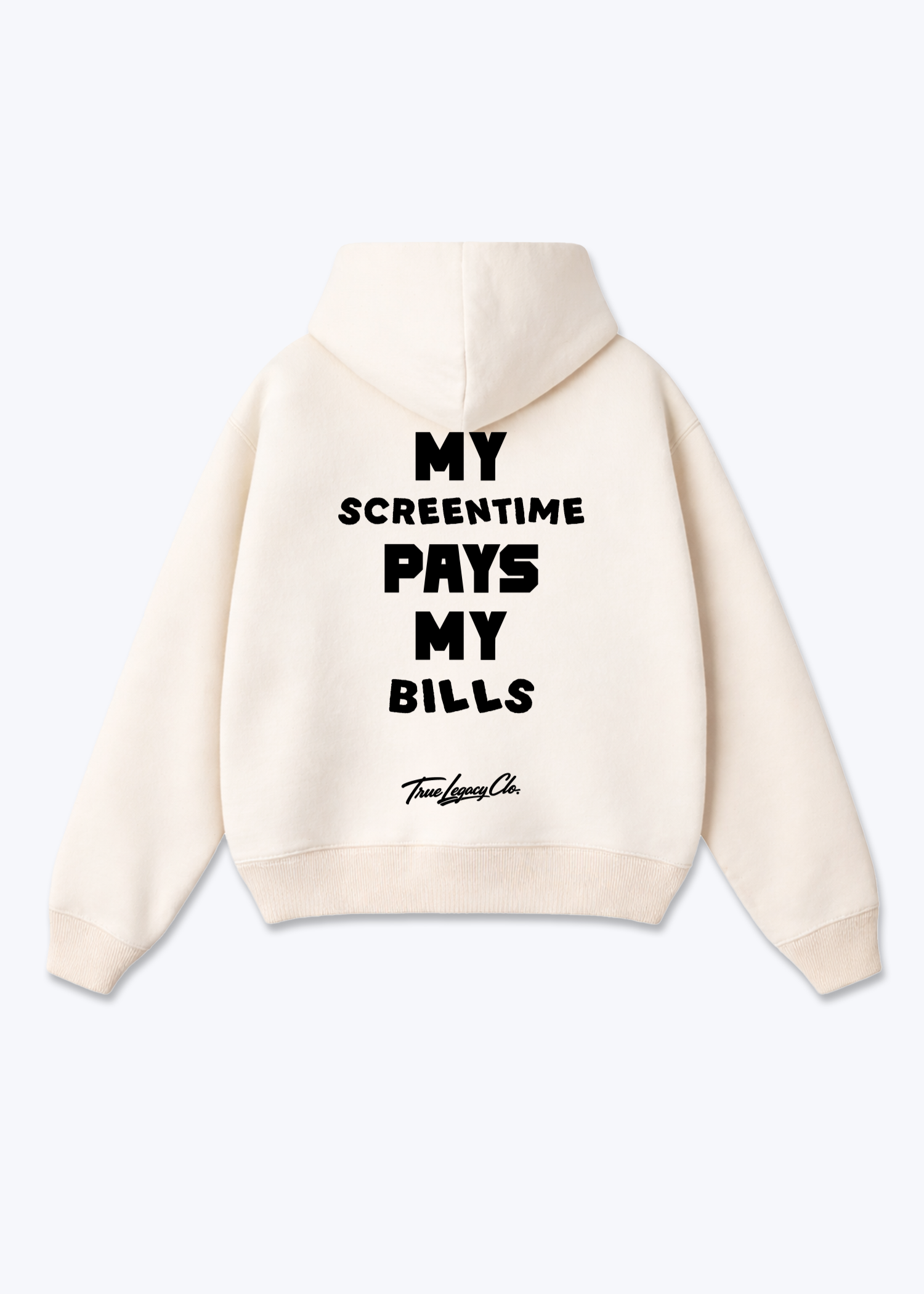 SCREENTIME PAYS BILLS - Oversized Hoodie - Beige Back (Designed)