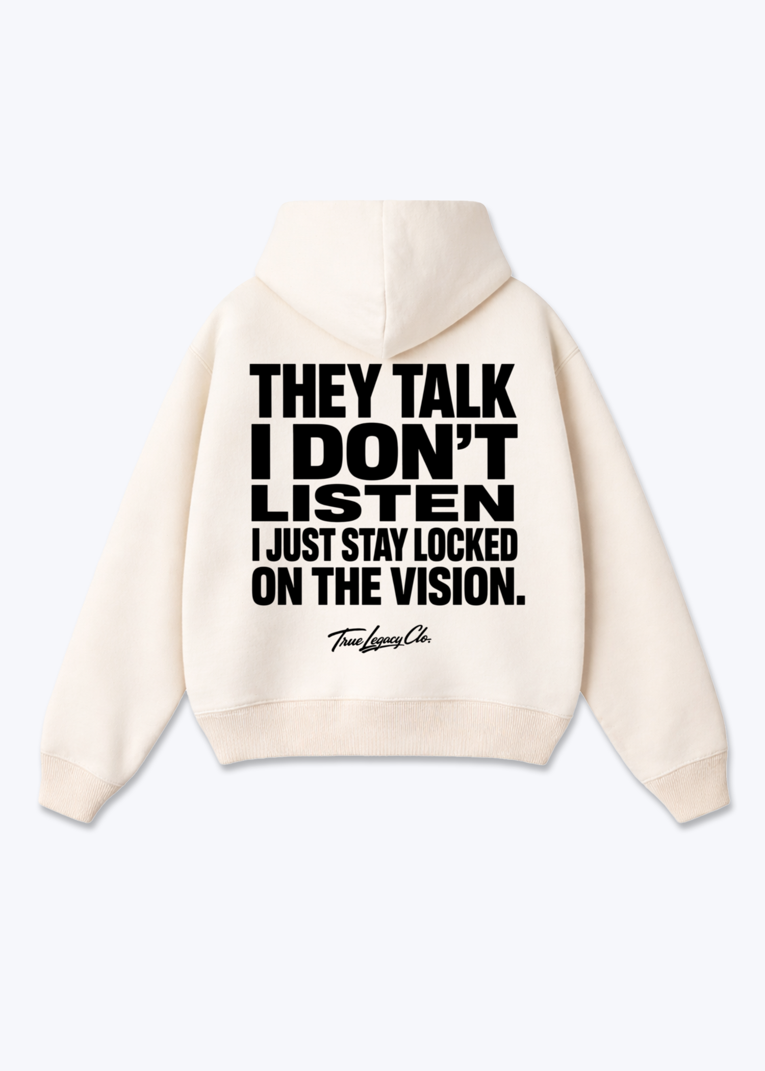 LOCKED ON THE VISION - Oversized Hoodie - Beige Back (Designed)