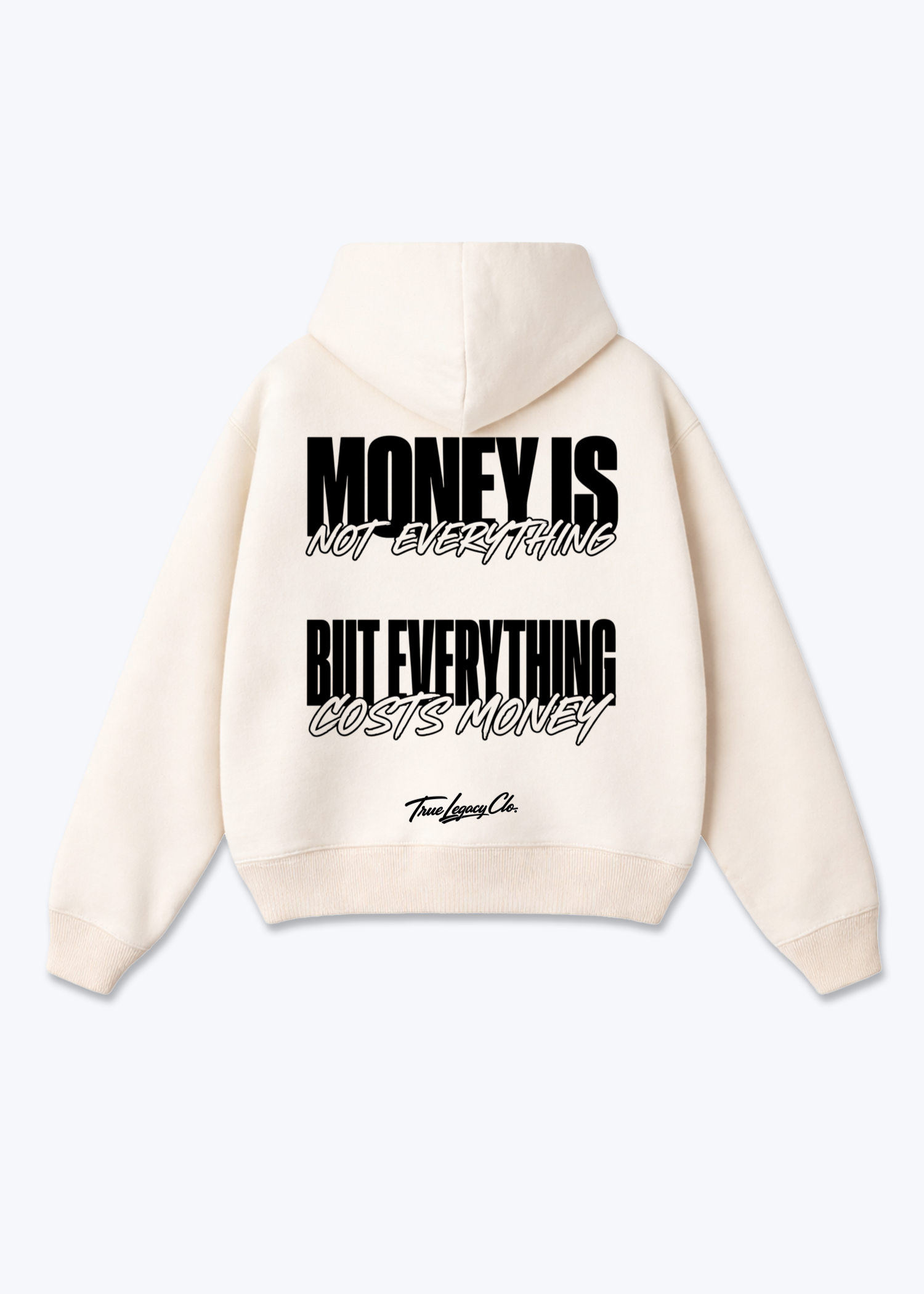 EVERYTHING COSTS MONEY - Oversized Hoodie - Beige Back (Designed)