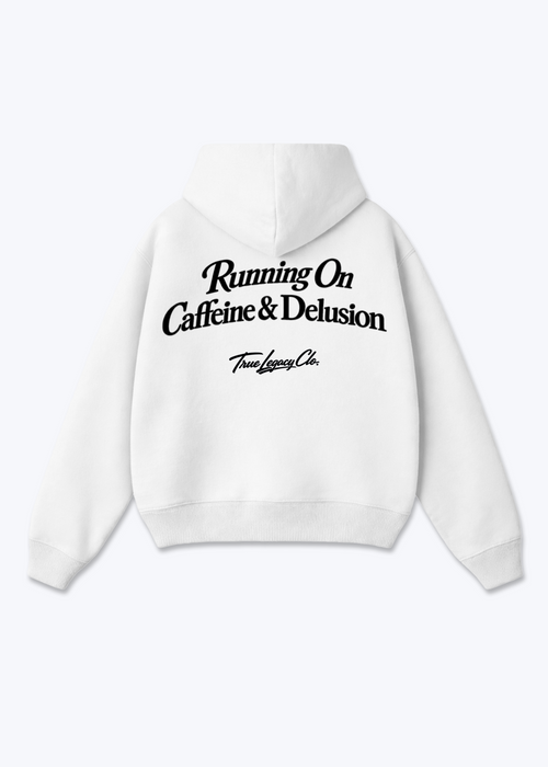 CAFFEINE AND DELUSION - Oversized Hoodie - White Back (Designed)