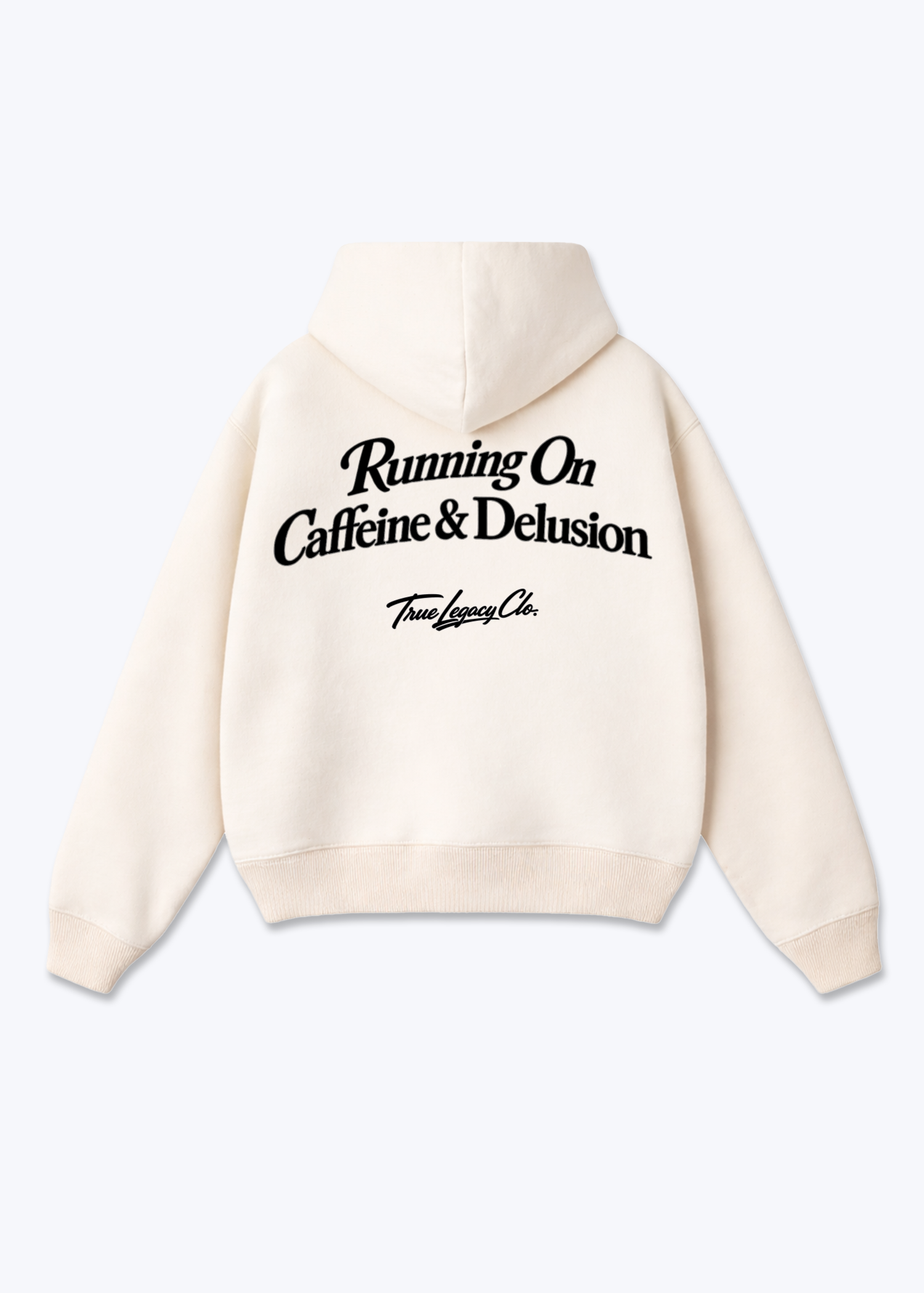 CAFFEINE AND DELUSION - Oversized Hoodie - Beige Back (Designed)