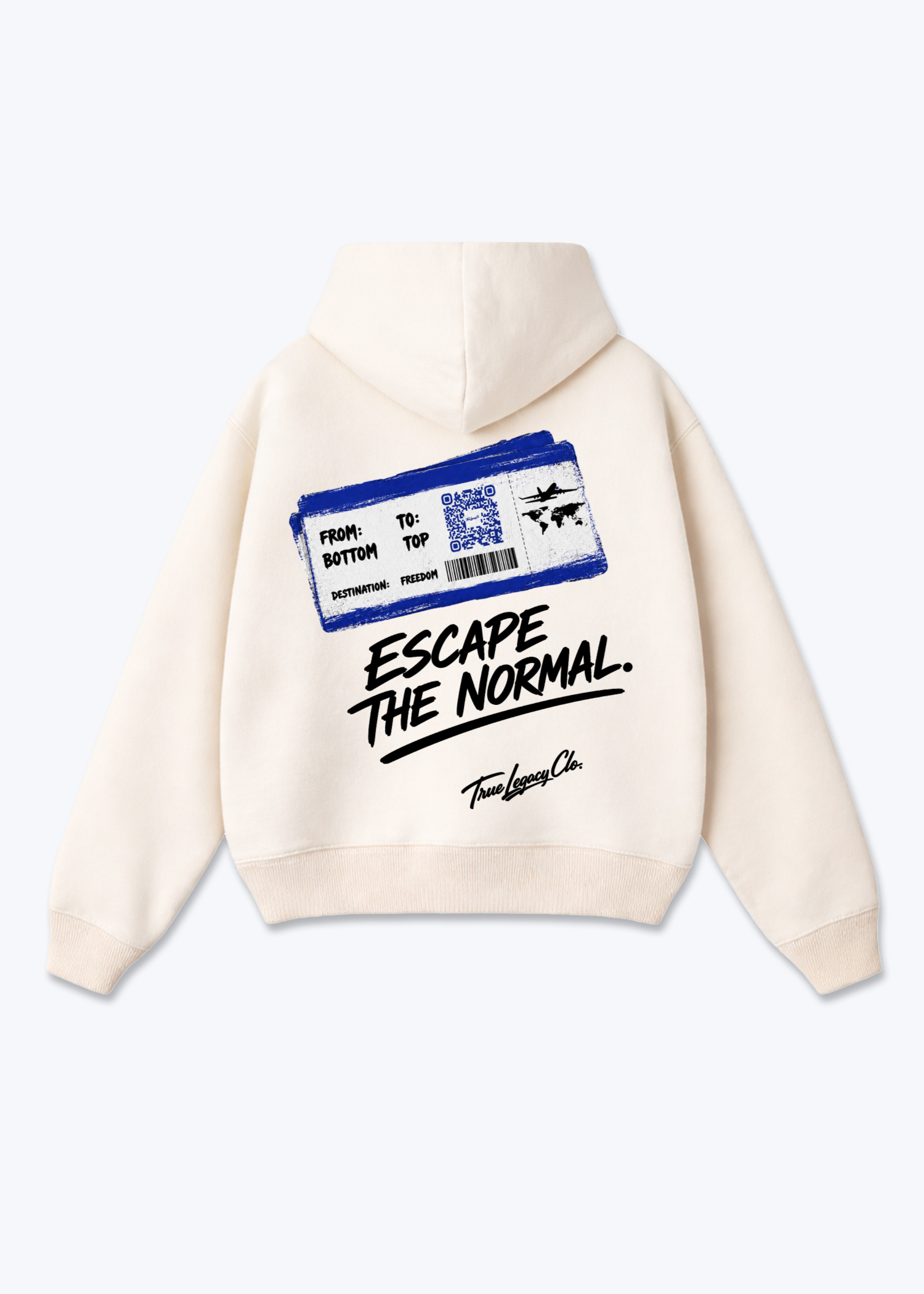 ESCAPE THE NORMAL - Oversized Hoodie - Beige Back (Designed)