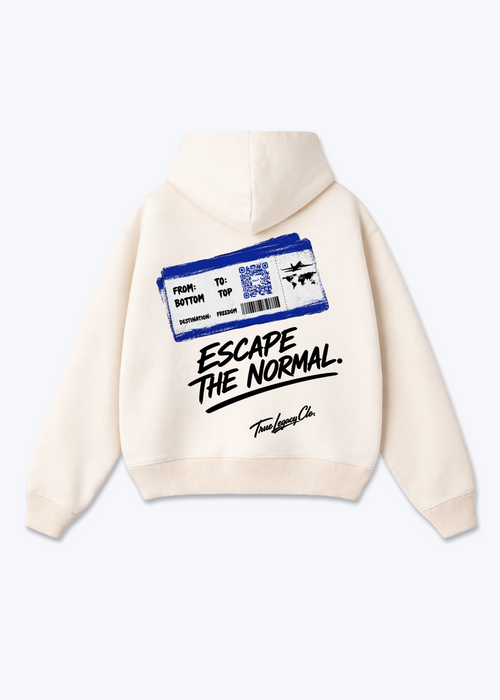 ESCAPE THE NORMAL - Oversized Hoodie - Beige Back (Designed)
