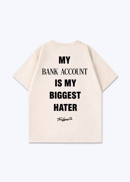 BANK ACCOUNT BIGGEST HATER - Oversized Shirt - Beige Back (Designed)
