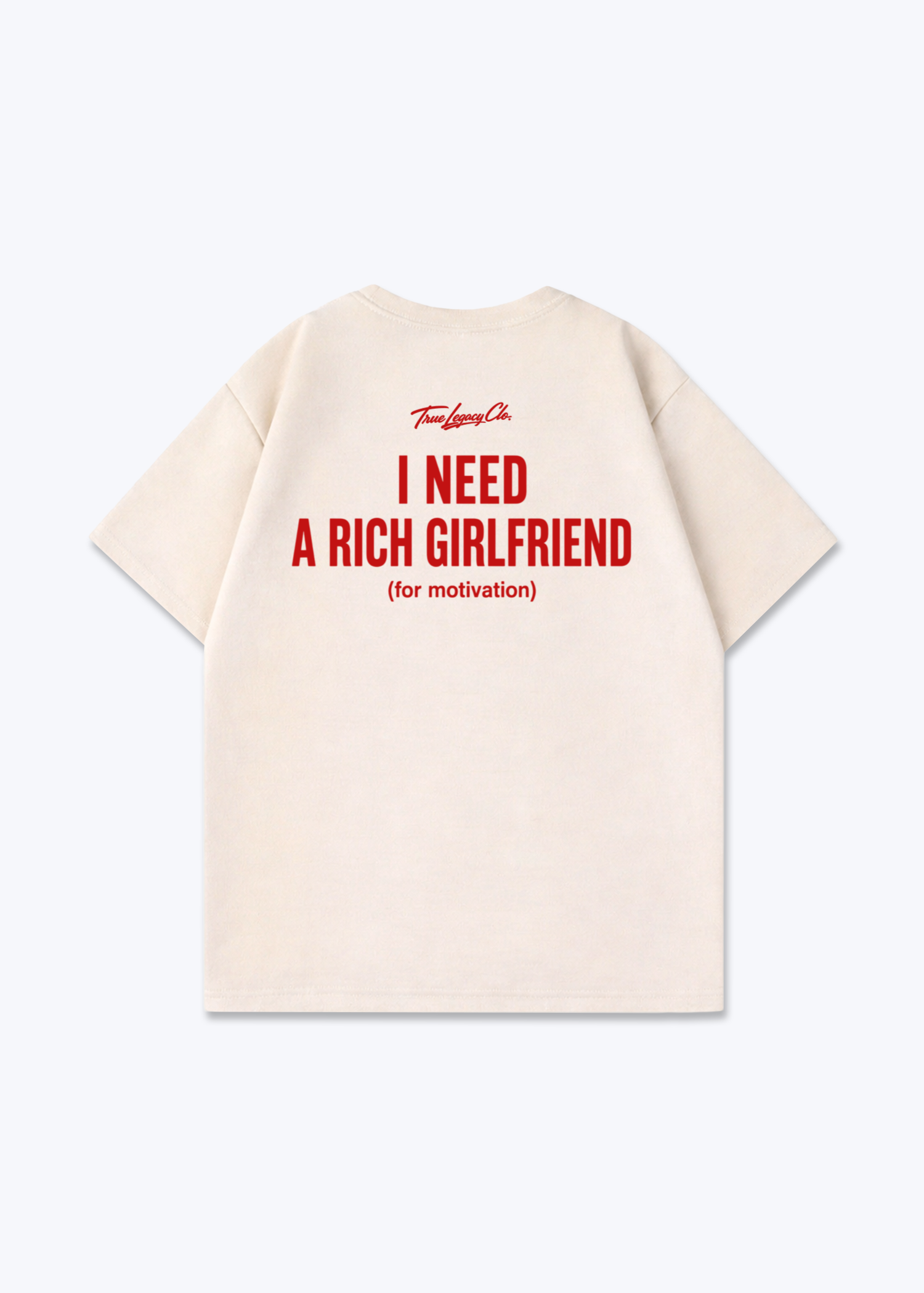 NEED RICH GIRLFRIEND - Oversized Shirt - Beige Back (Designed)