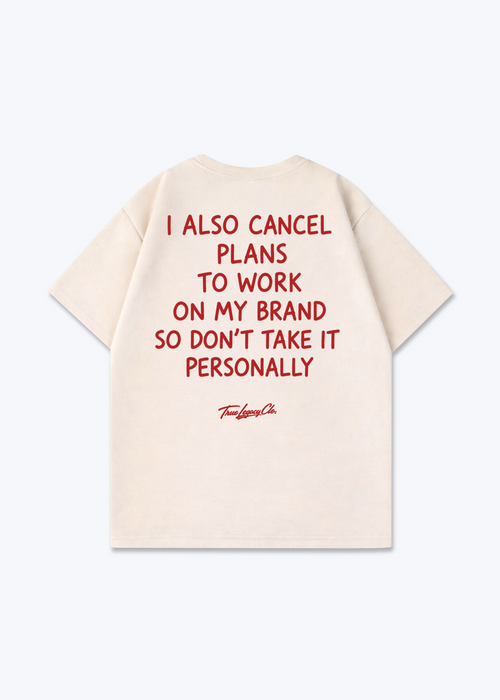 CANCEL PLANS TO WORK - Oversized Shirt - Beige Back (Designed)