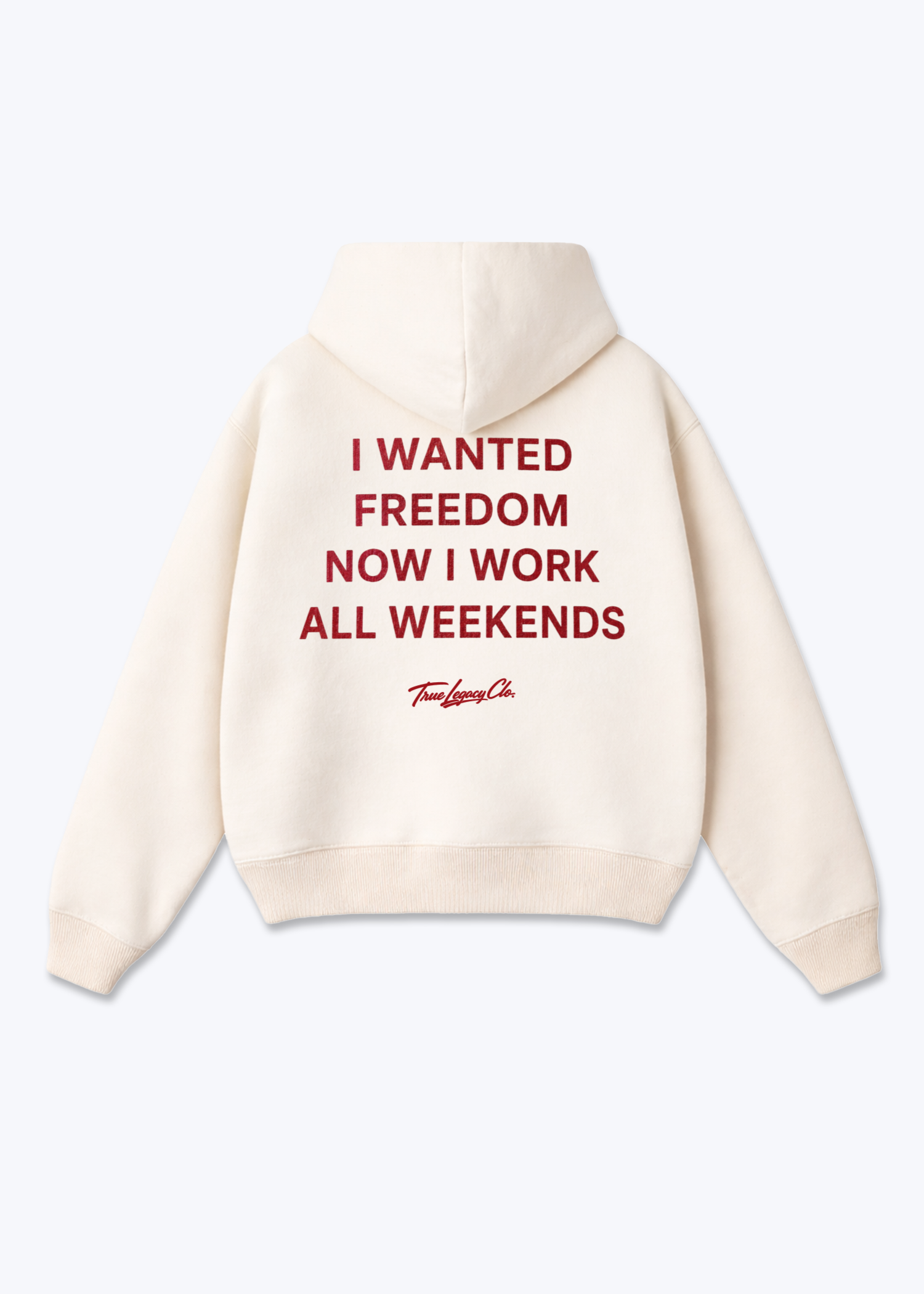 WORK ALL WEEKENDS - Oversized Hoodie - Beige Back (Designed)