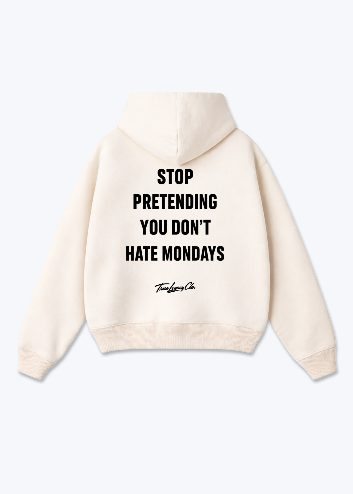 HATE MONDAYS - Oversized Hoodie - Beige Back (Designed)