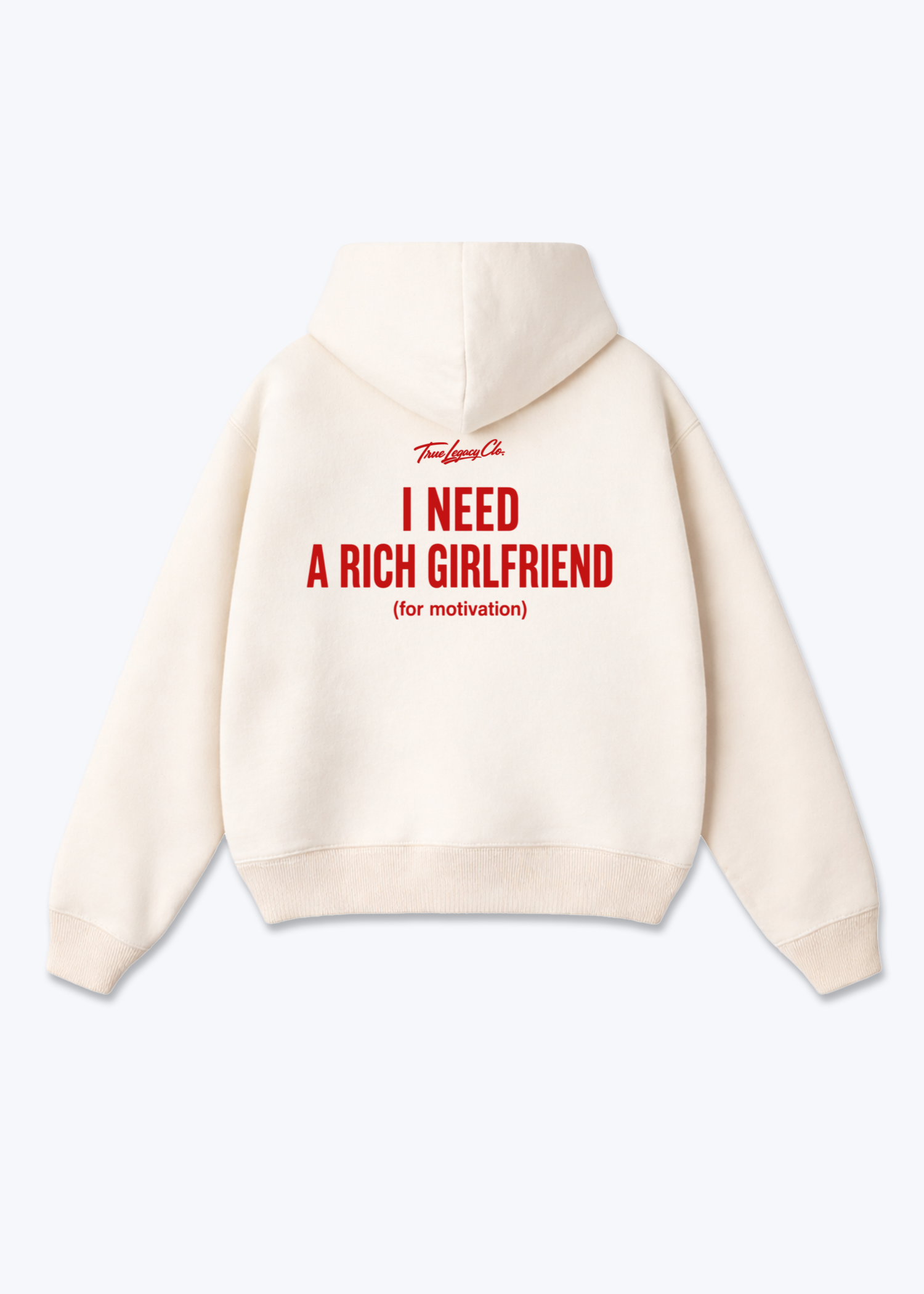 NEED RICH GIRLFRIEND - Oversized Hoodie - Beige Back (Designed)