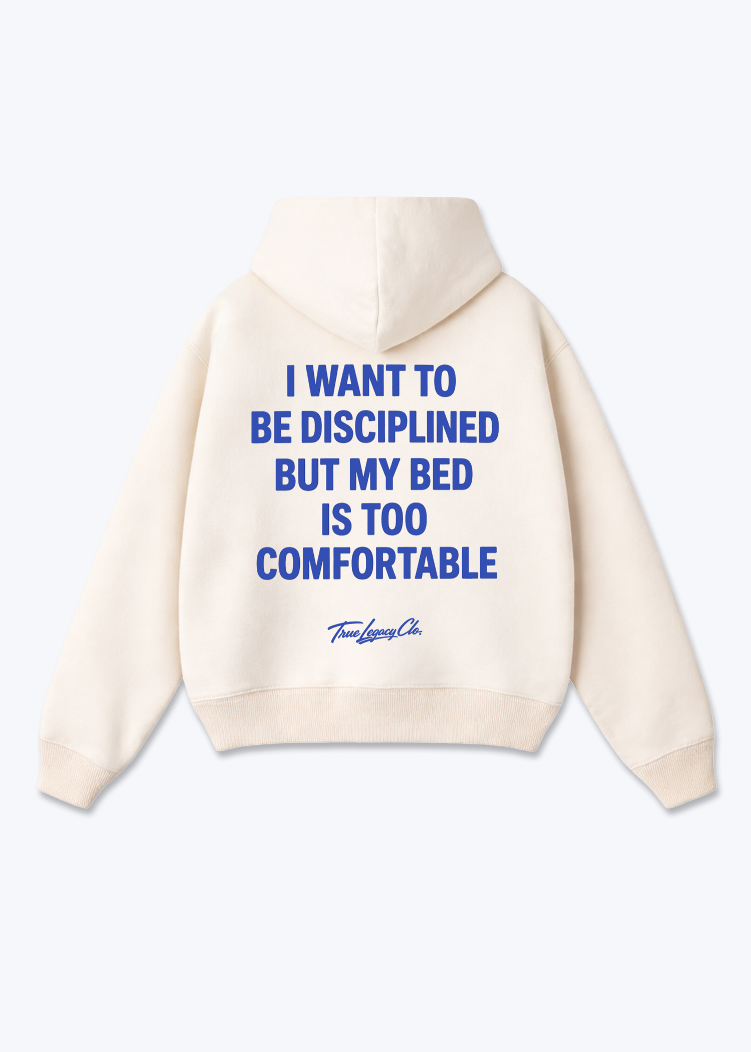 BED TO COMFORTABLE - Oversized Hoodie - Beige Back (Designed)