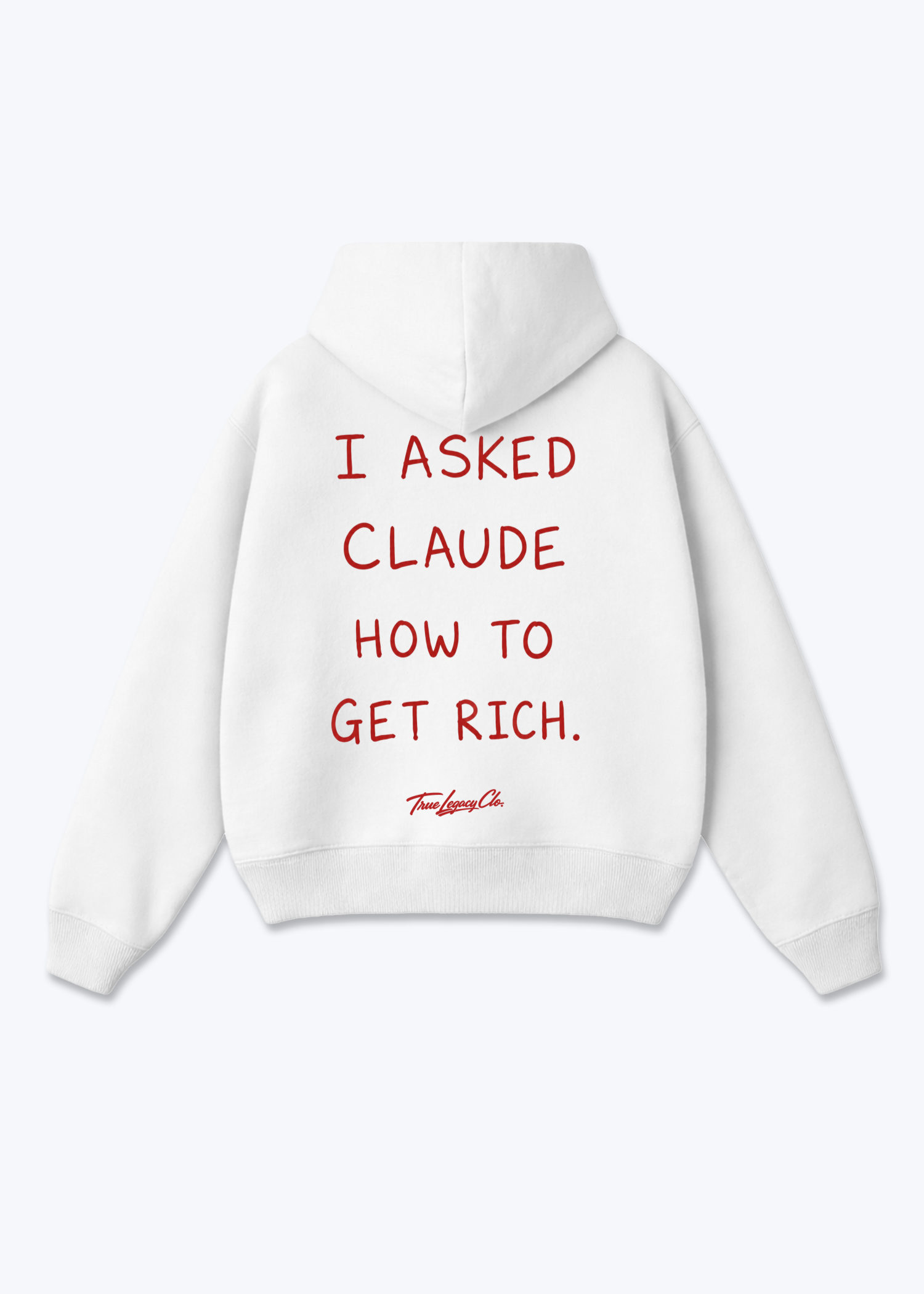 ASKED CLAUDE HOW TO GET RICH - Oversized Hoodie - White Back (Designed)