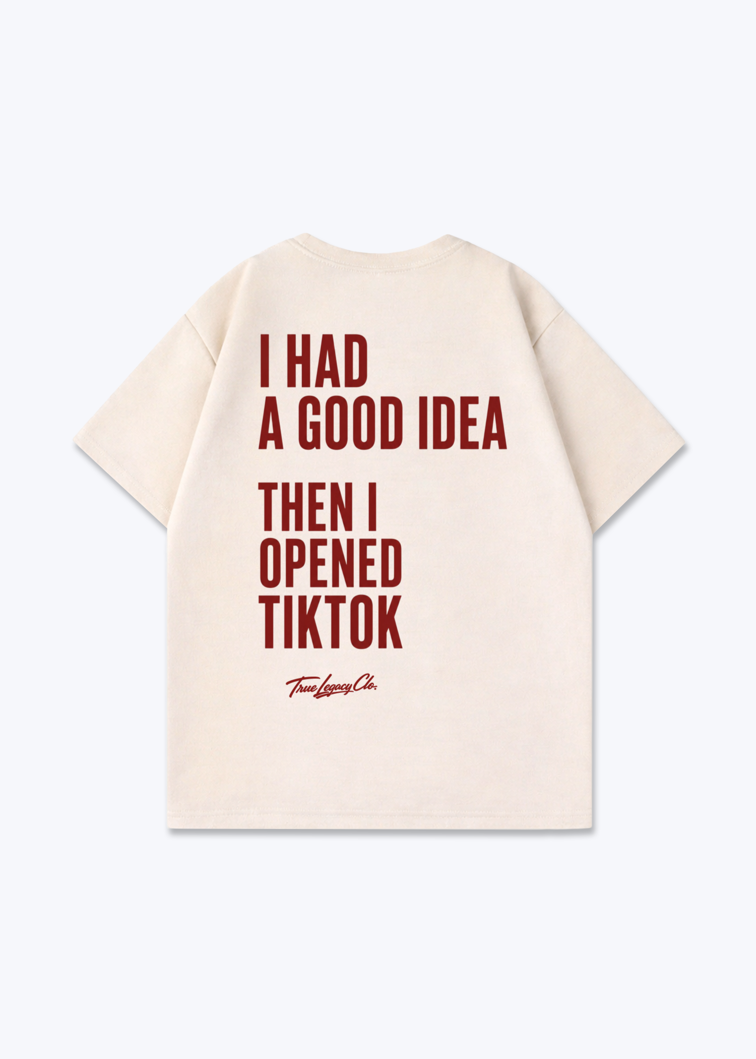 THEN OPENED TIKTOK - Oversized Shirt - Beige Back (Designed)