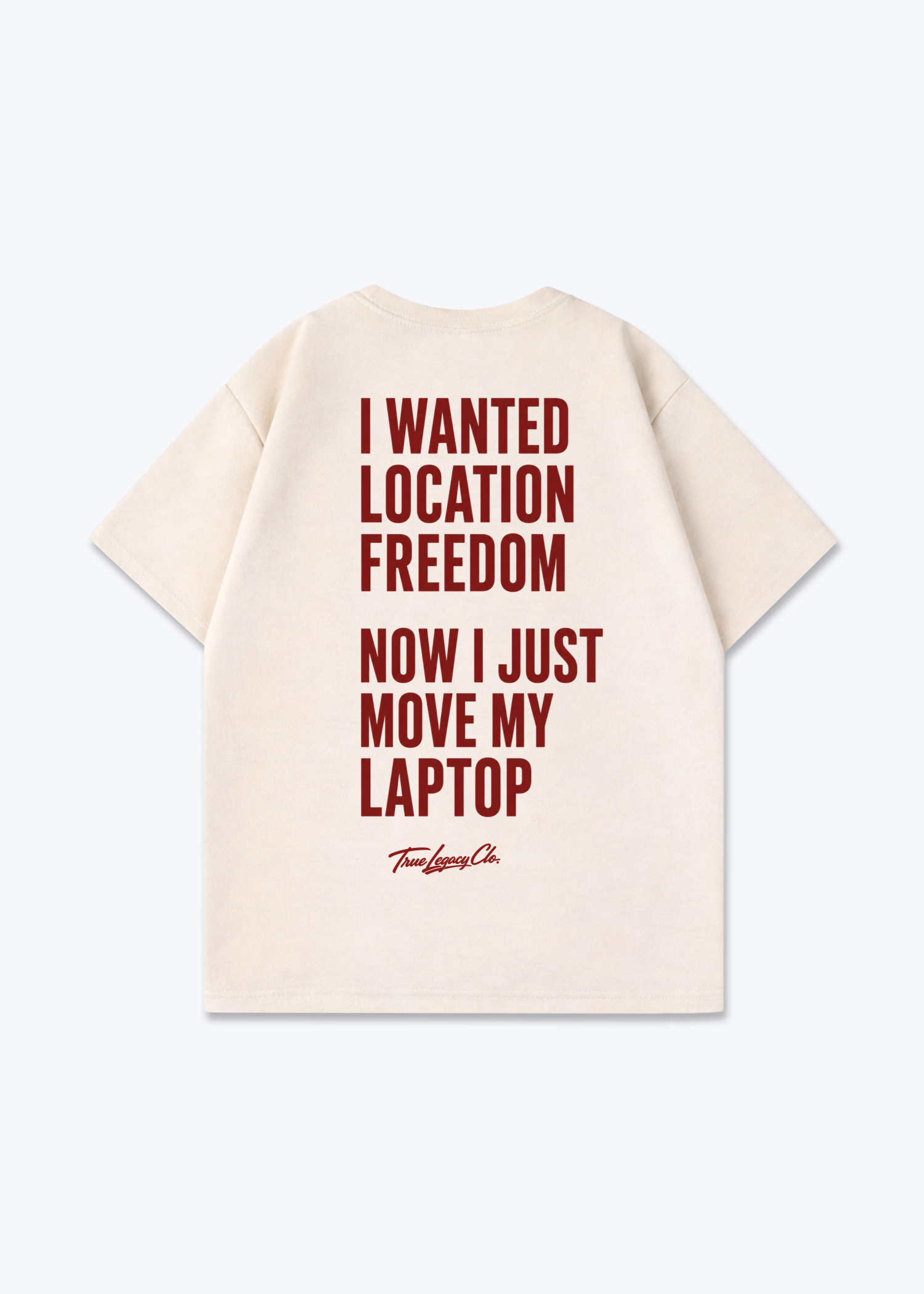 WANTED LOCATION FREEDOM - Oversized Shirt - Beige Back (Designed)
