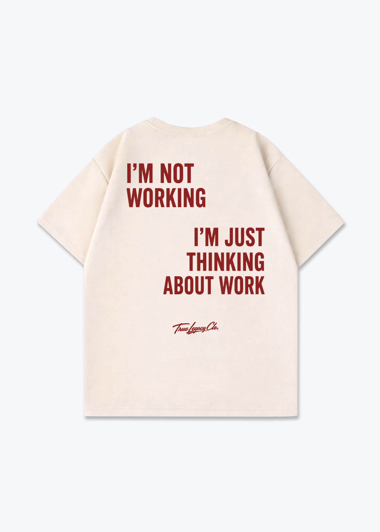 THINKING ABOUT WORK - Oversized Shirt - Beige Back (Designed)