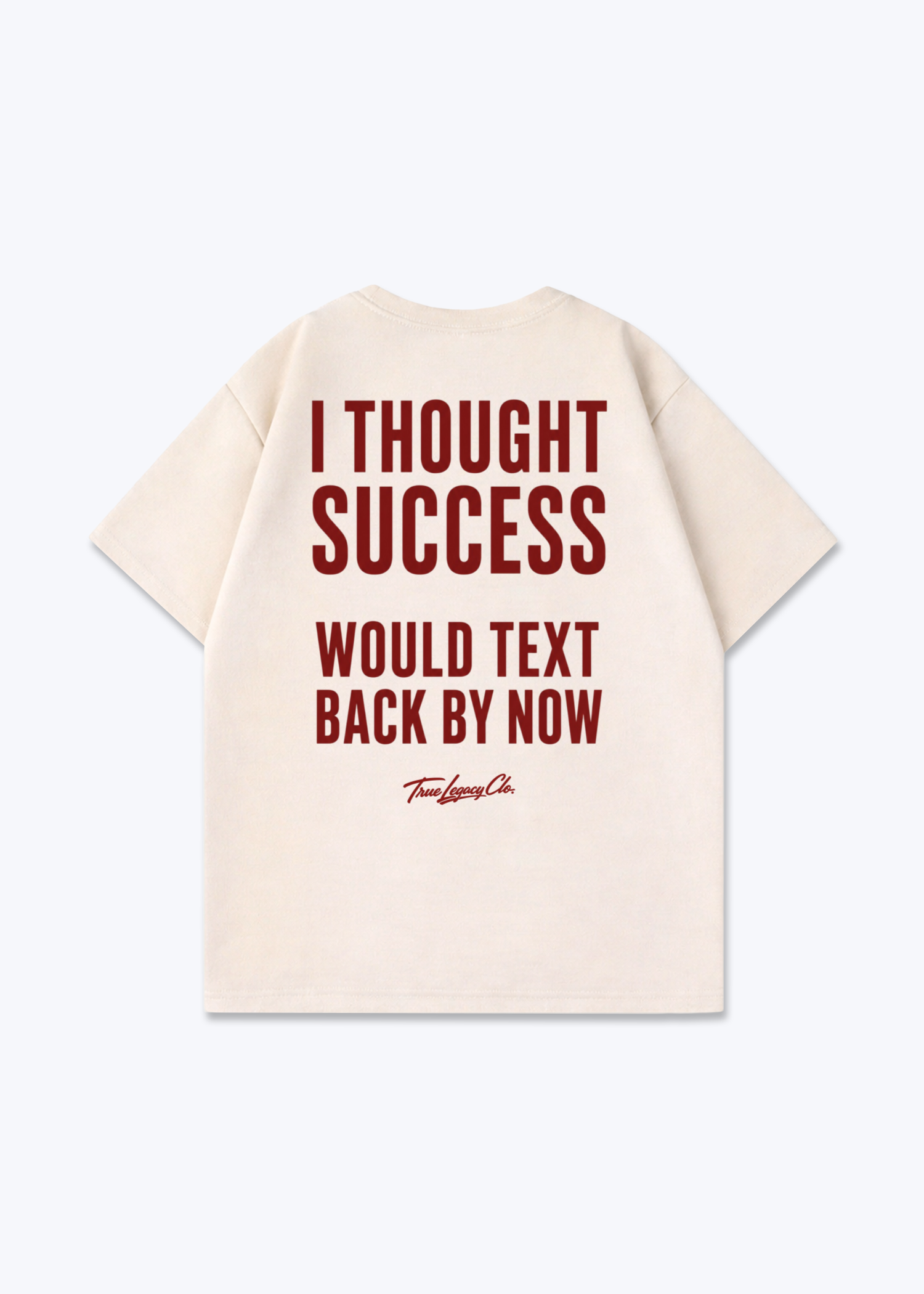 SUCCESS TEXT BACK - Oversized Shirt - Beige Back (Designed)