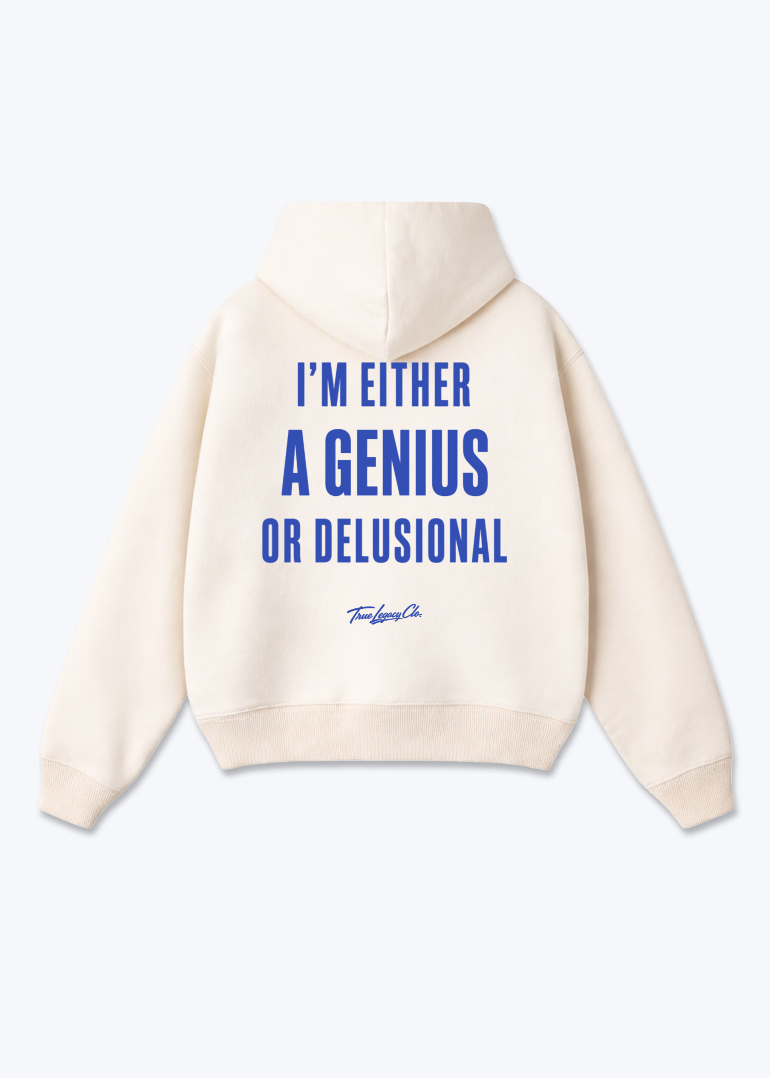 GENIUS OR DELUSIONAL - Oversized Hoodie - Beige Back (Designed)