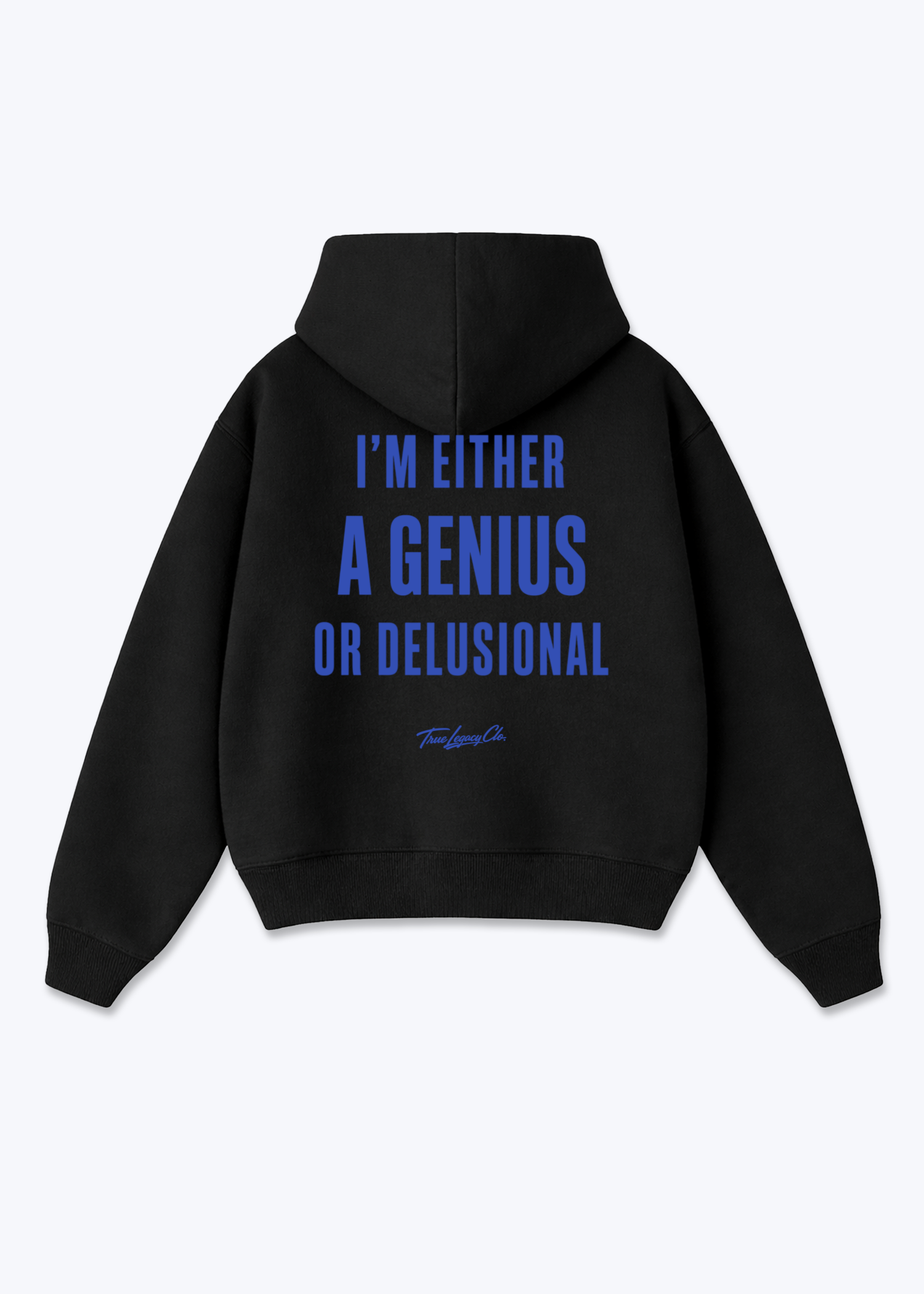 GENIUS OR DELUSIONAL - Oversized Hoodie - Black Back (Designed)