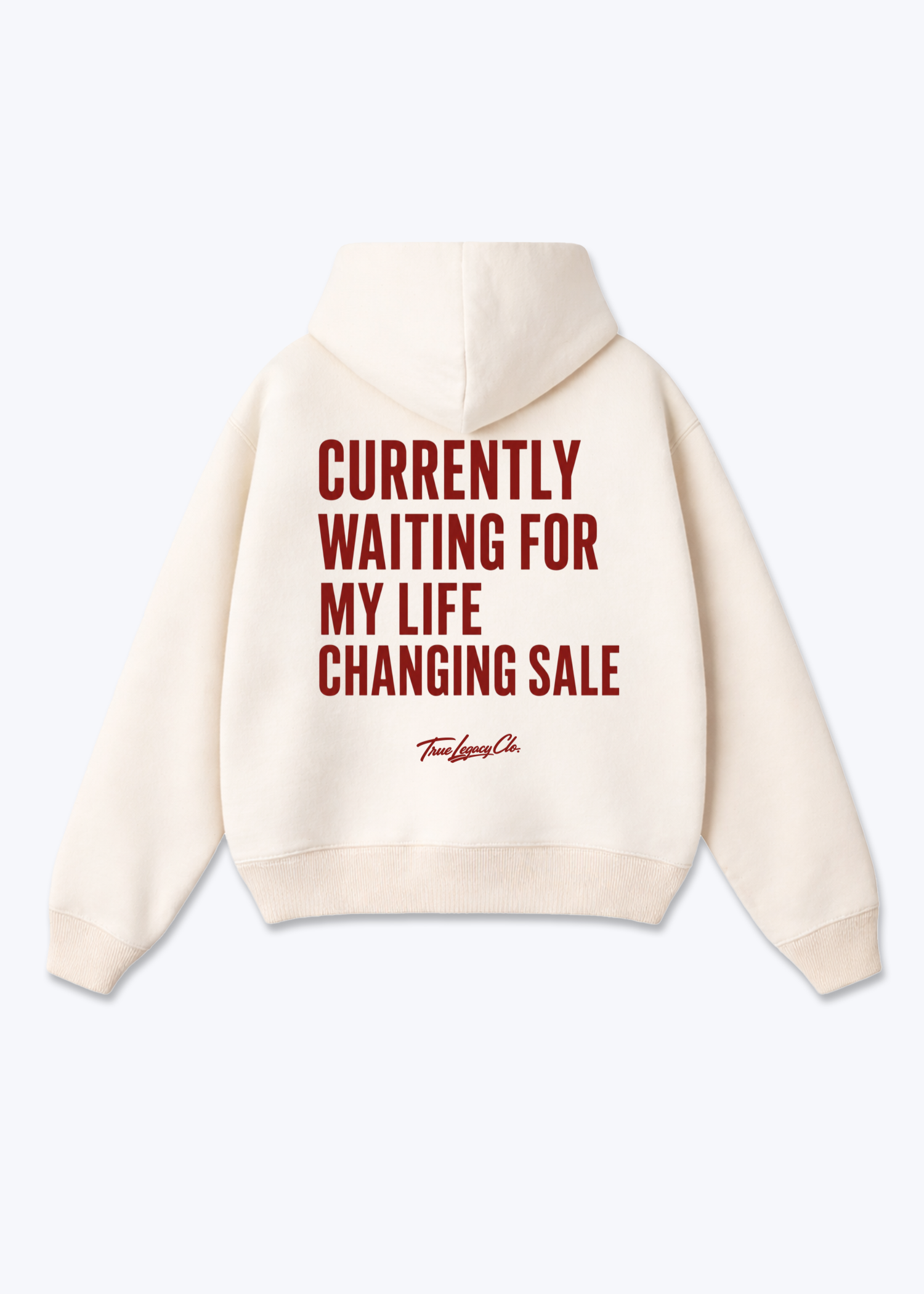 WAITING FOR LIFE CHANGING SALE - Oversized Hoodie - Beige Back (Designed)