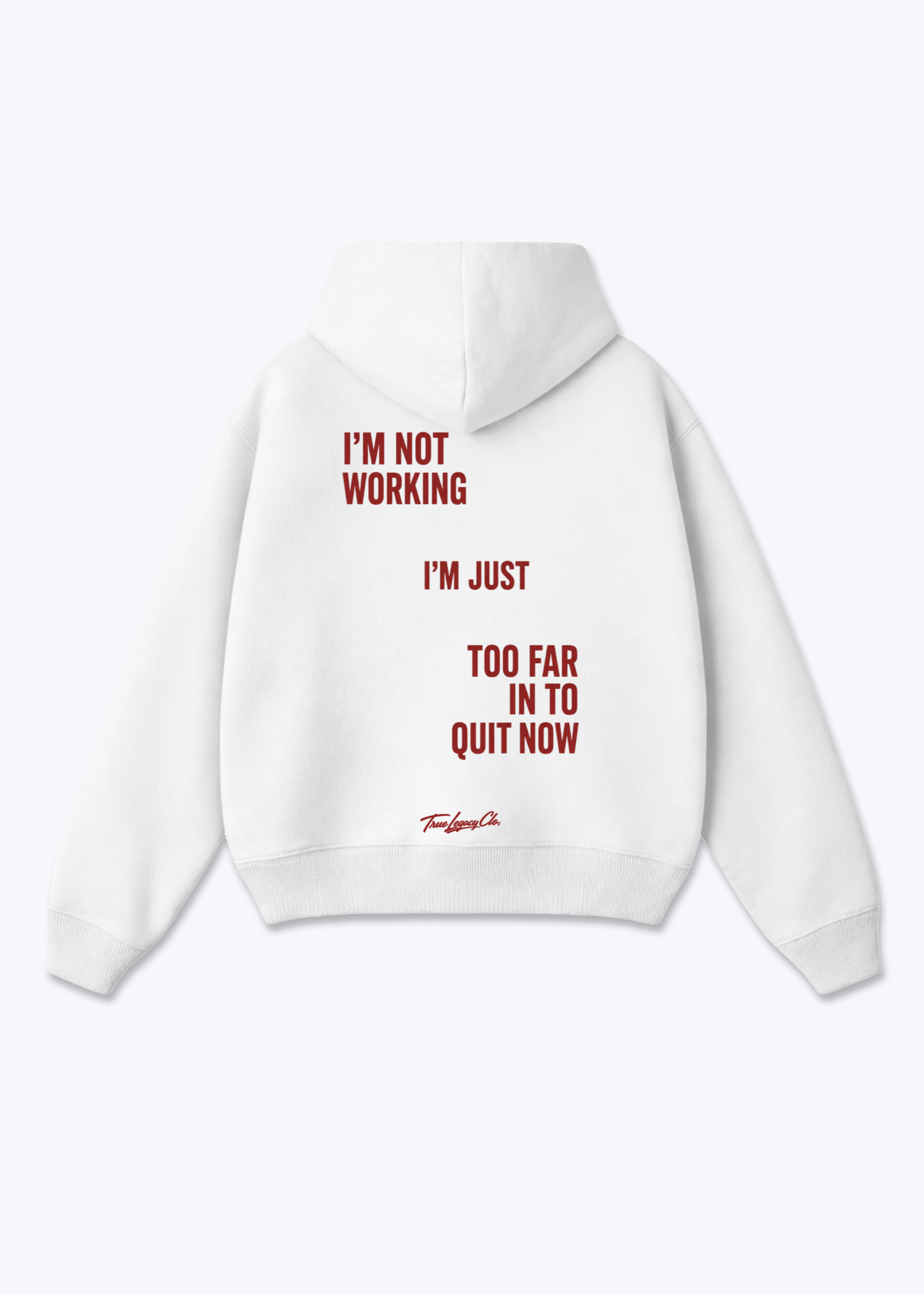 TOO FAR TO QUIT - Oversized Hoodie - White Back (Designed)
