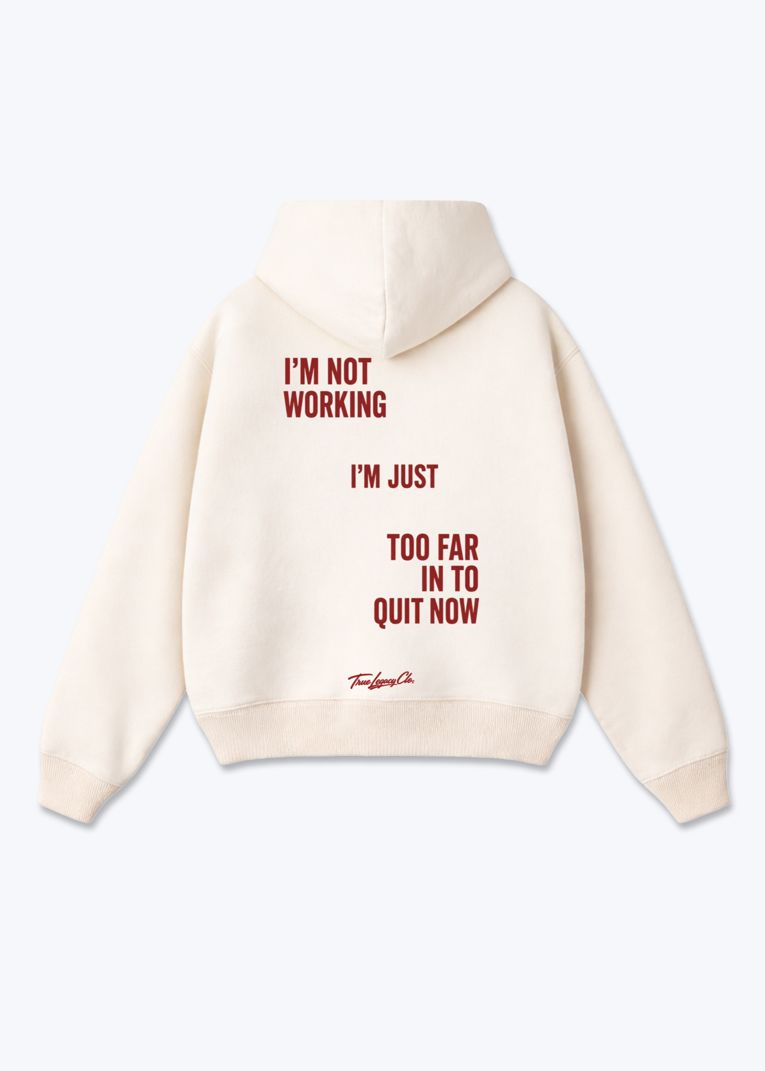 TOO FAR TO QUIT - Oversized Hoodie - Beige Back (Designed)