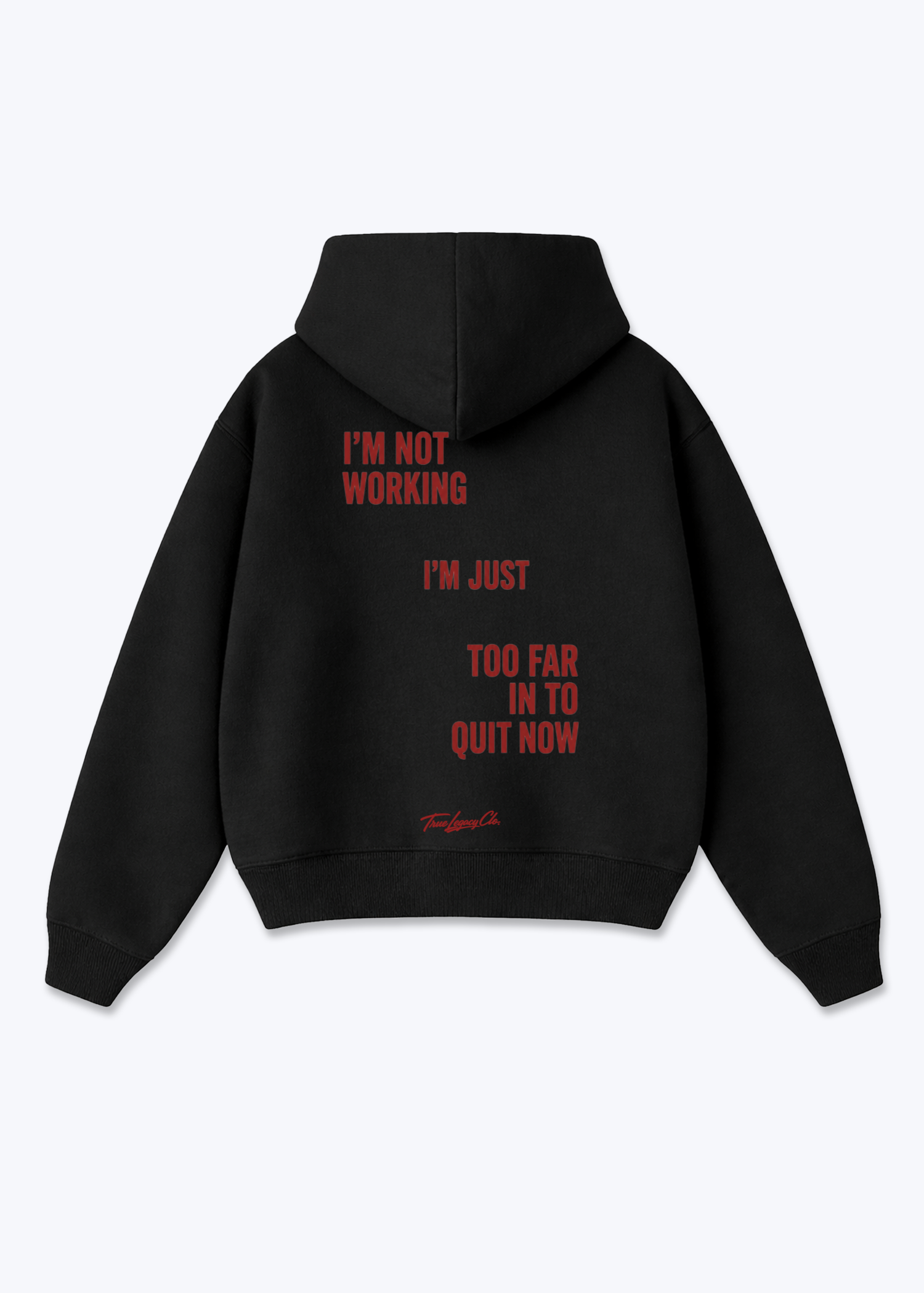 TOO FAR TO QUIT - Oversized Hoodie - Black Back (Designed)