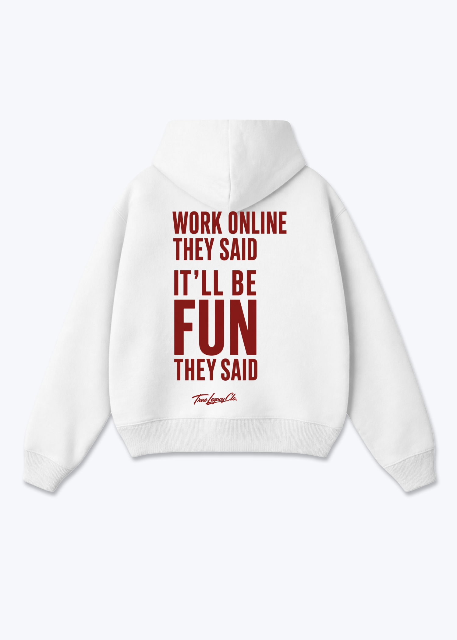 WORK ONLINE THEY SAID - Oversized Hoodie - White Back (Designed)