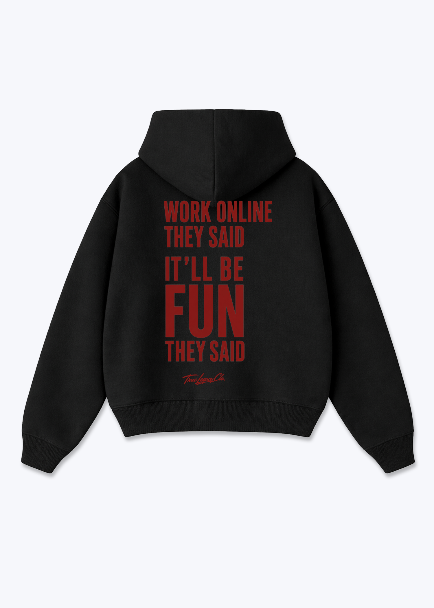 WORK ONLINE THEY SAID - Oversized Hoodie - Black Back (Designed)