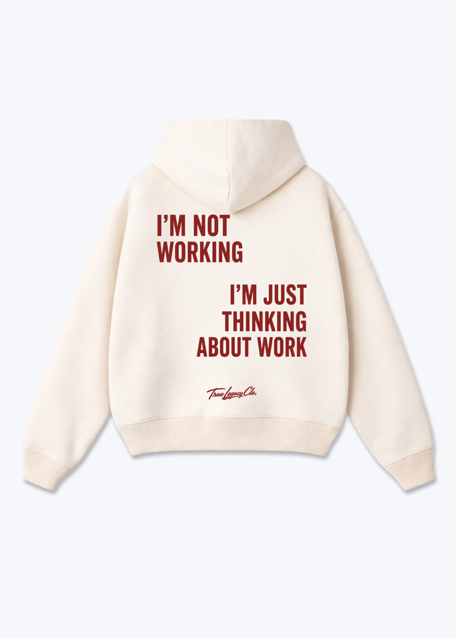 THINKING ABOUT WORK - Oversized Hoodie - Beige Back (Designed)