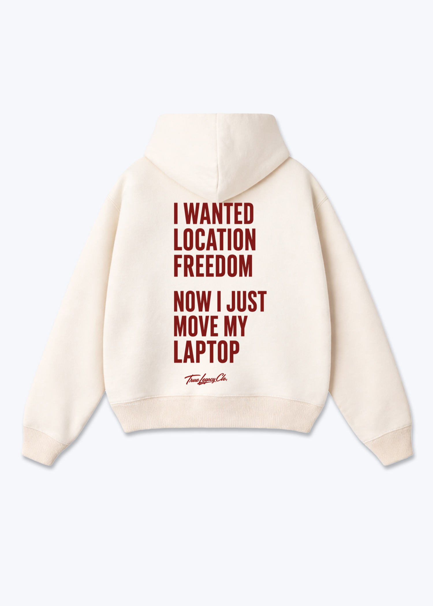 WANTED LOCATION FREEDOM - Oversized Hoodie - Beige Back (Designed)