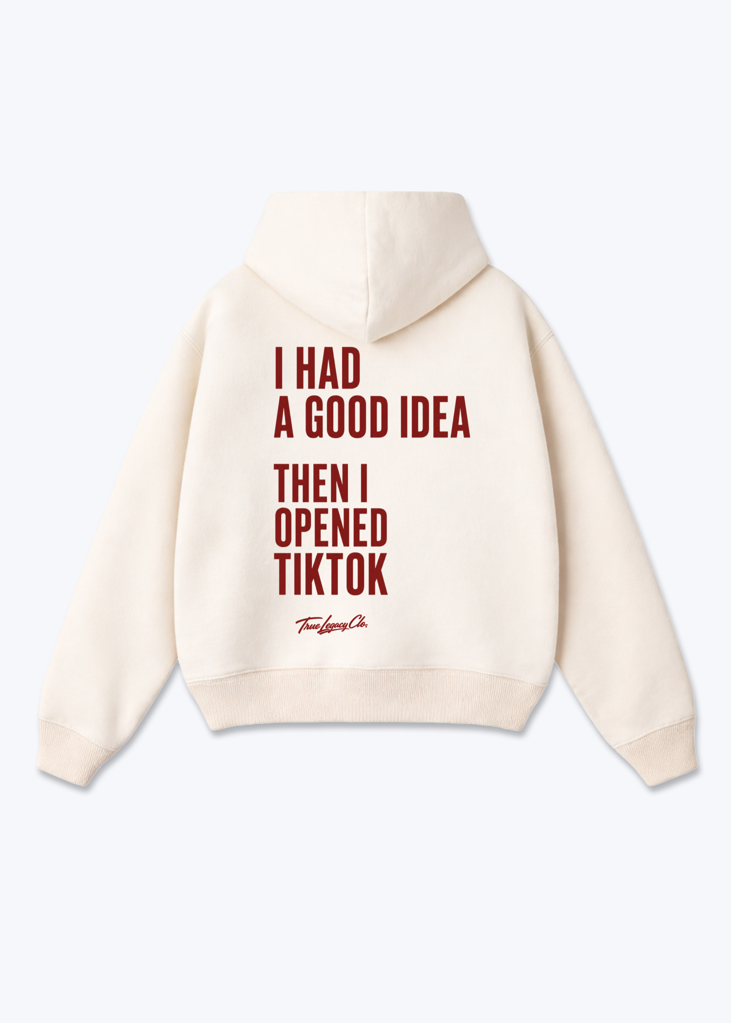THEN OPENED TIKTOK - Oversized Hoodie - Beige Back (Designed)