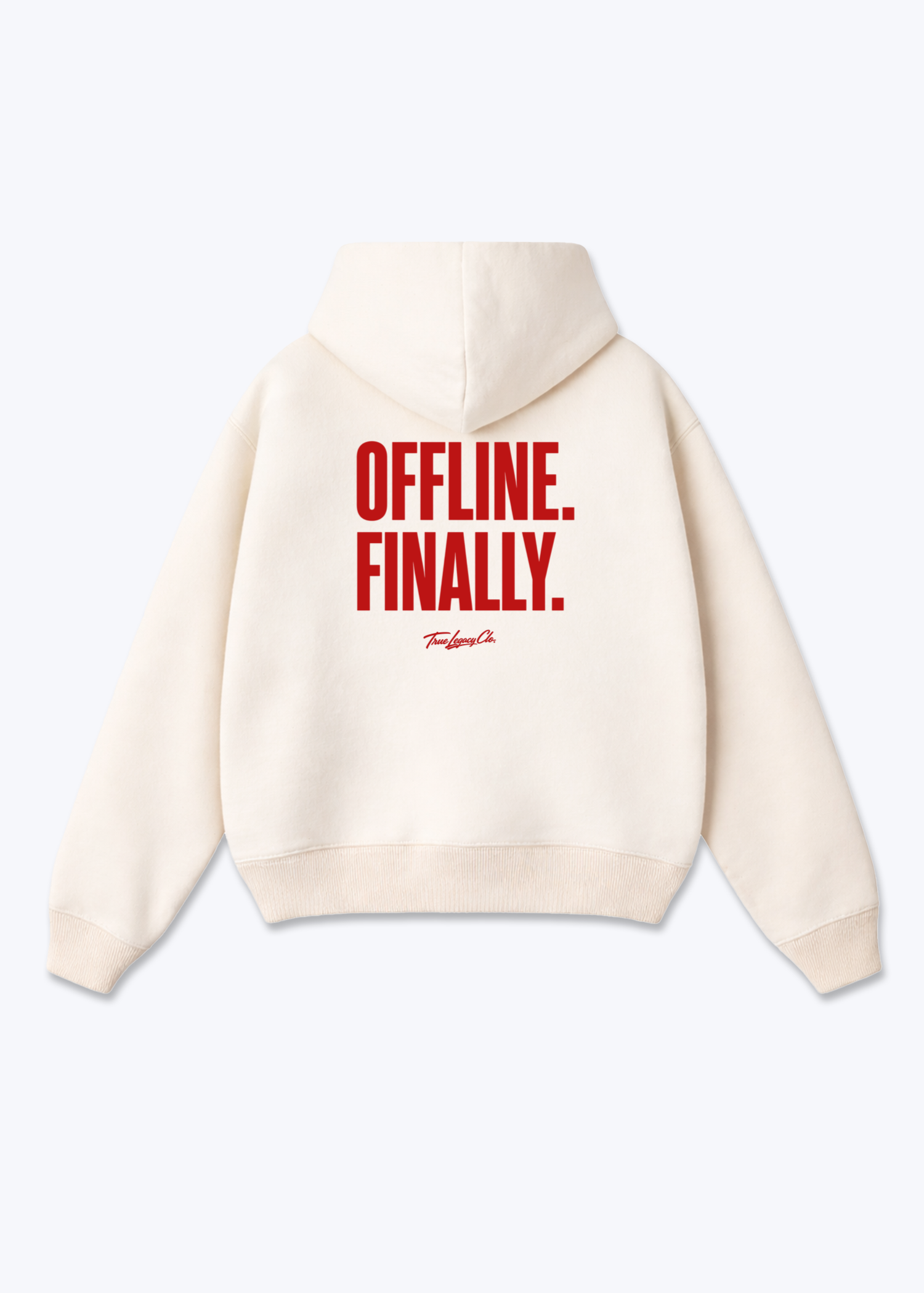 OFFLINE. FINALLY. - Oversized Hoodie - Beige Back (Designed)
