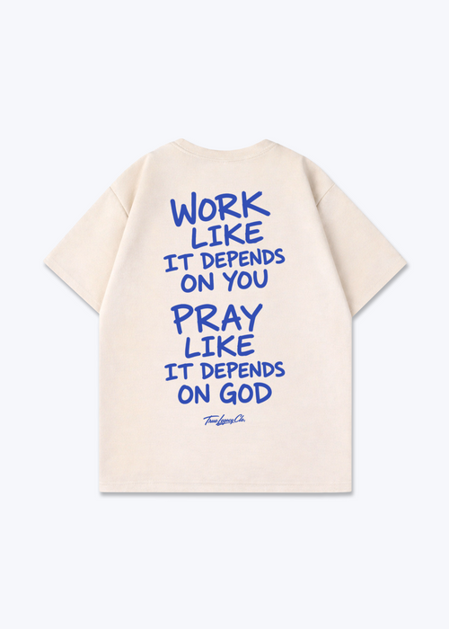 DEPENDS ON GOD - Oversized Shirt - Beige Back (Designed)