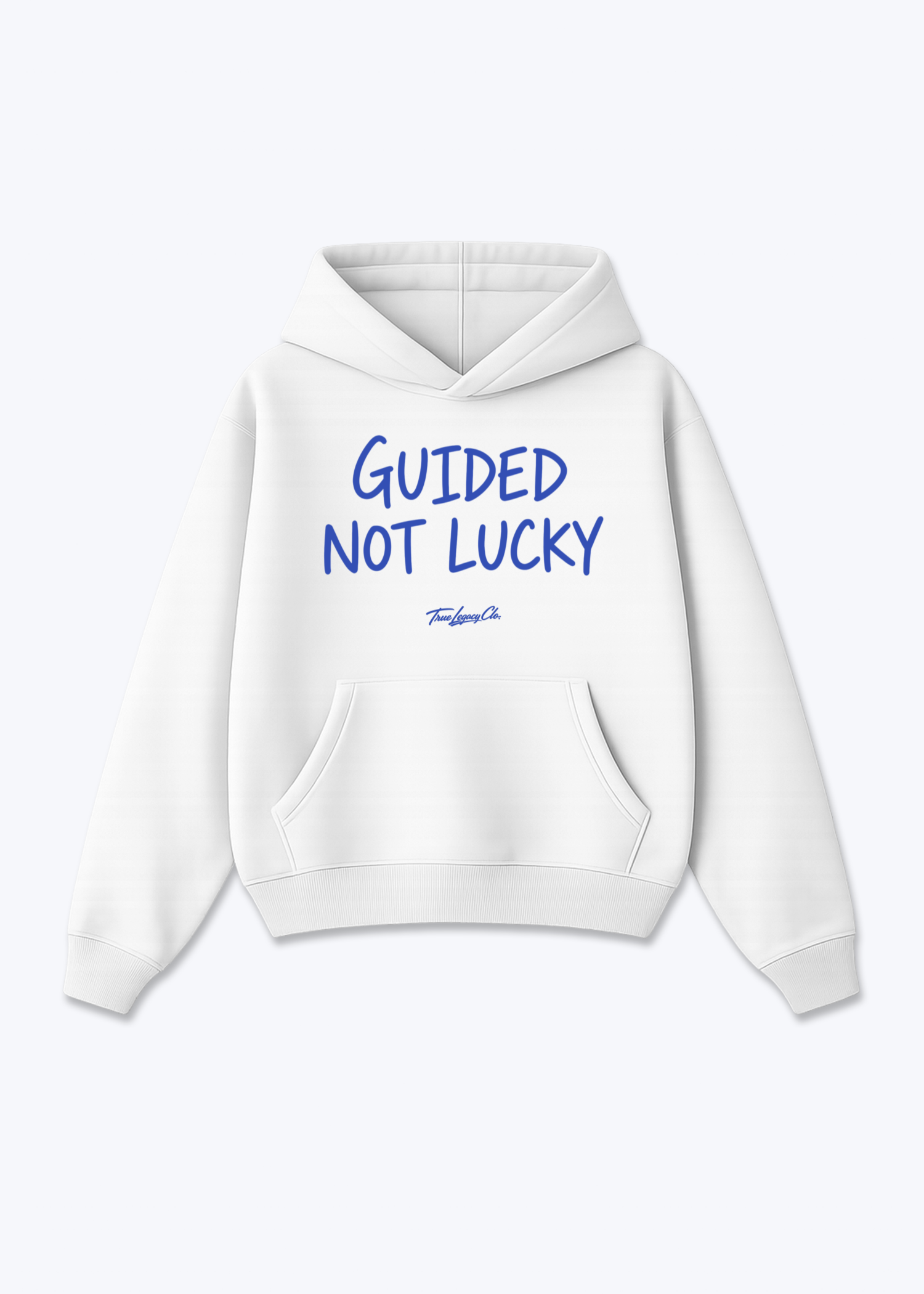 GUIDED NOT LUCKY - Oversized Hoodie - White Front (Designed)