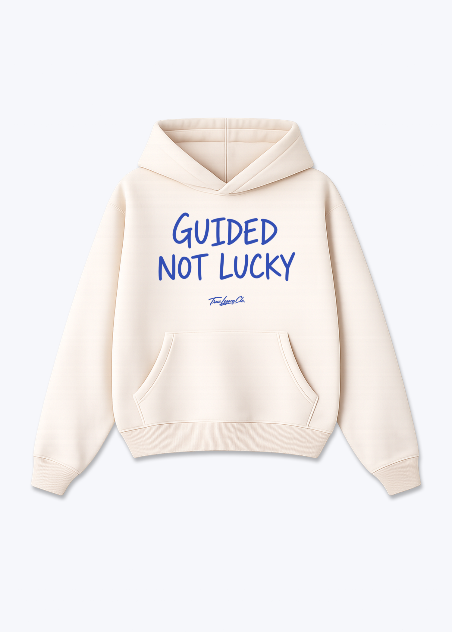 GUIDED NOT LUCKY - Oversized Hoodie - Beige Front (Designed)