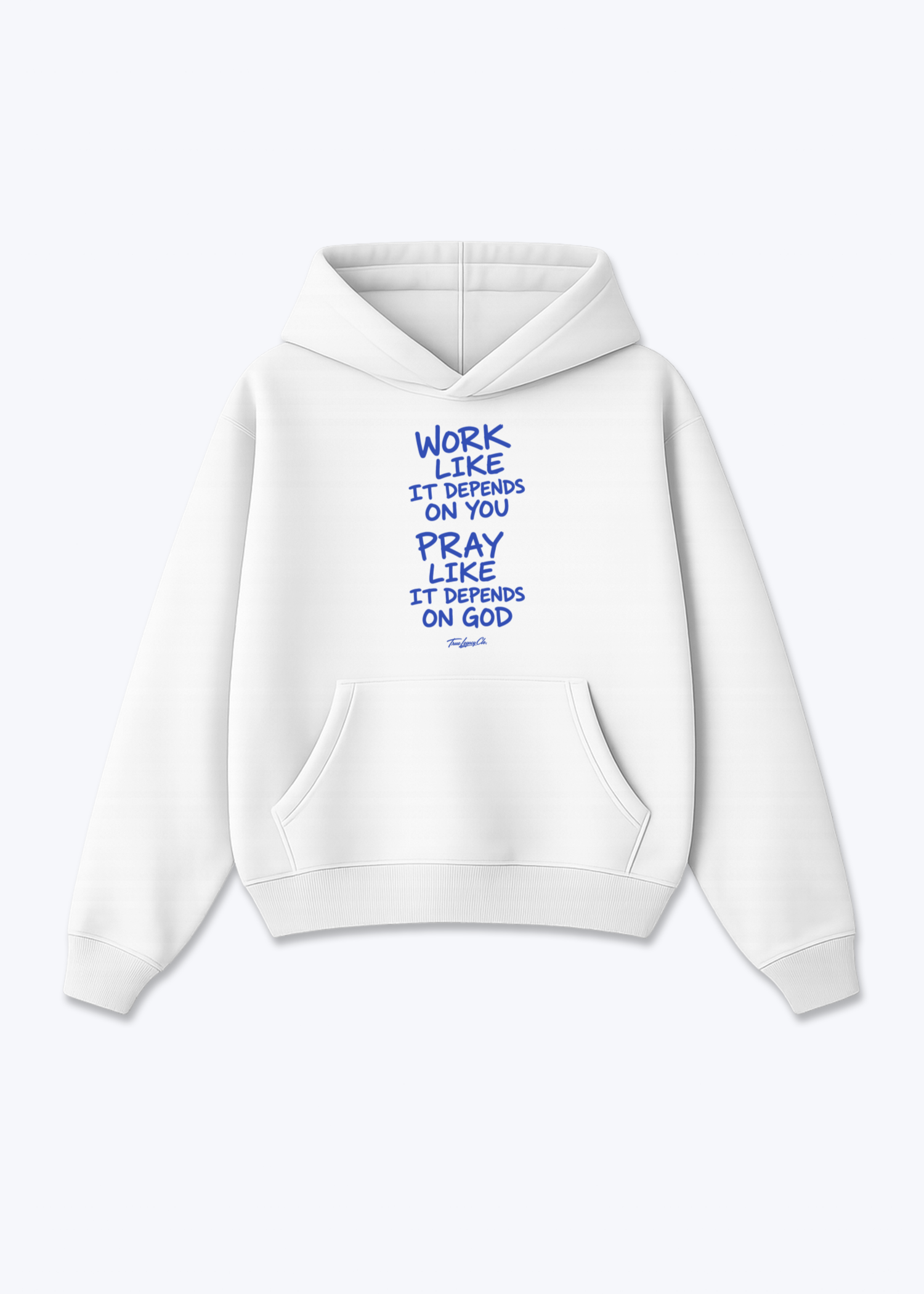 DEPENDS ON GOD - Oversized Hoodie - White Front (Designed)