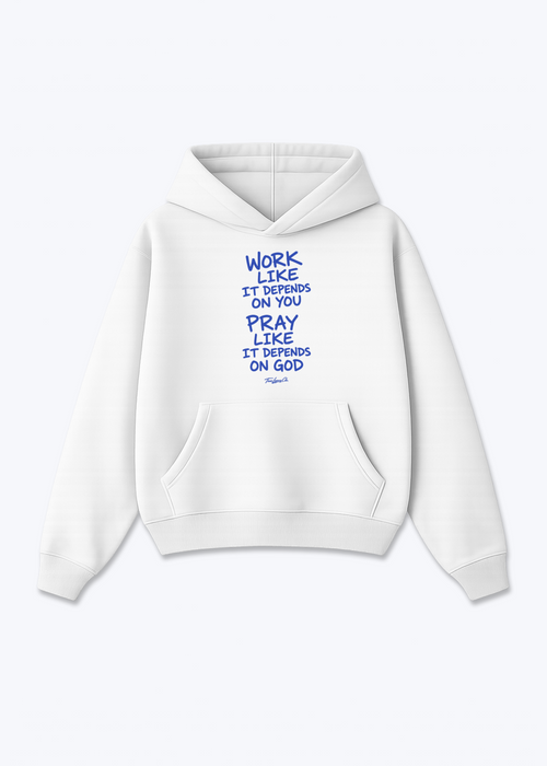 DEPENDS ON GOD - Oversized Hoodie - White Front (Designed)
