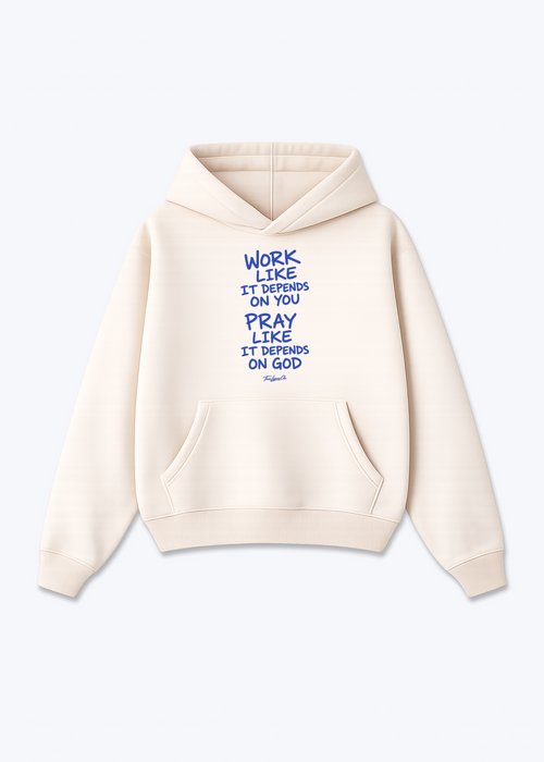 DEPENDS ON GOD - Oversized Hoodie - Beige Front (Designed)