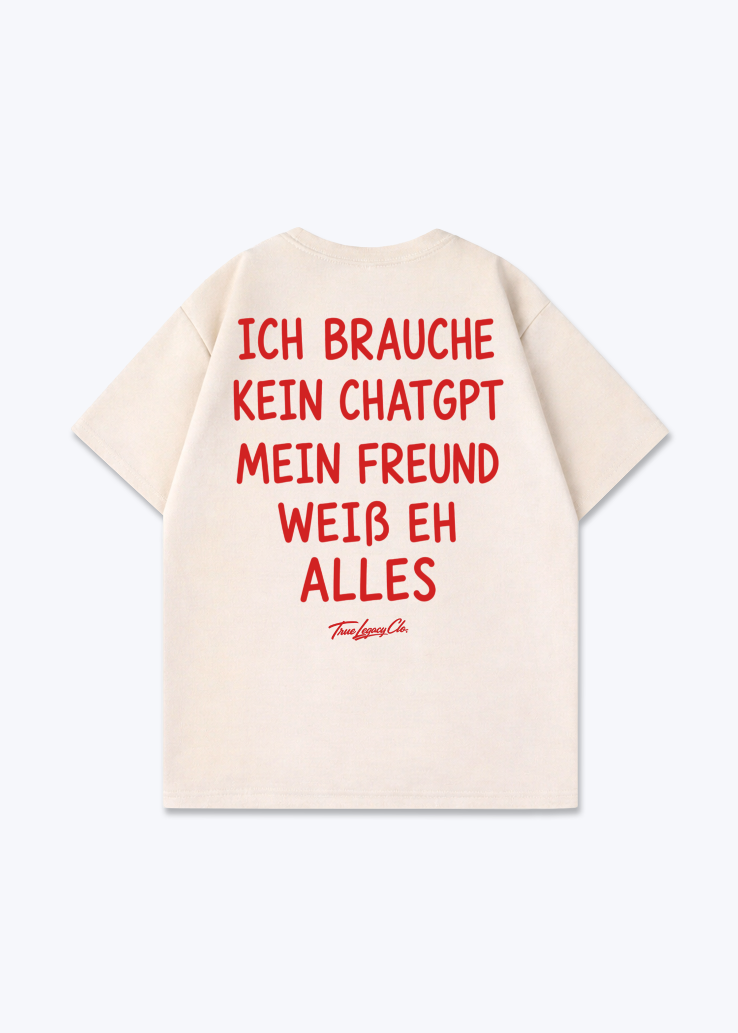 MEIN FREUND WEIß ALLES - Oversized Shirt - Beige Back (Designed)
