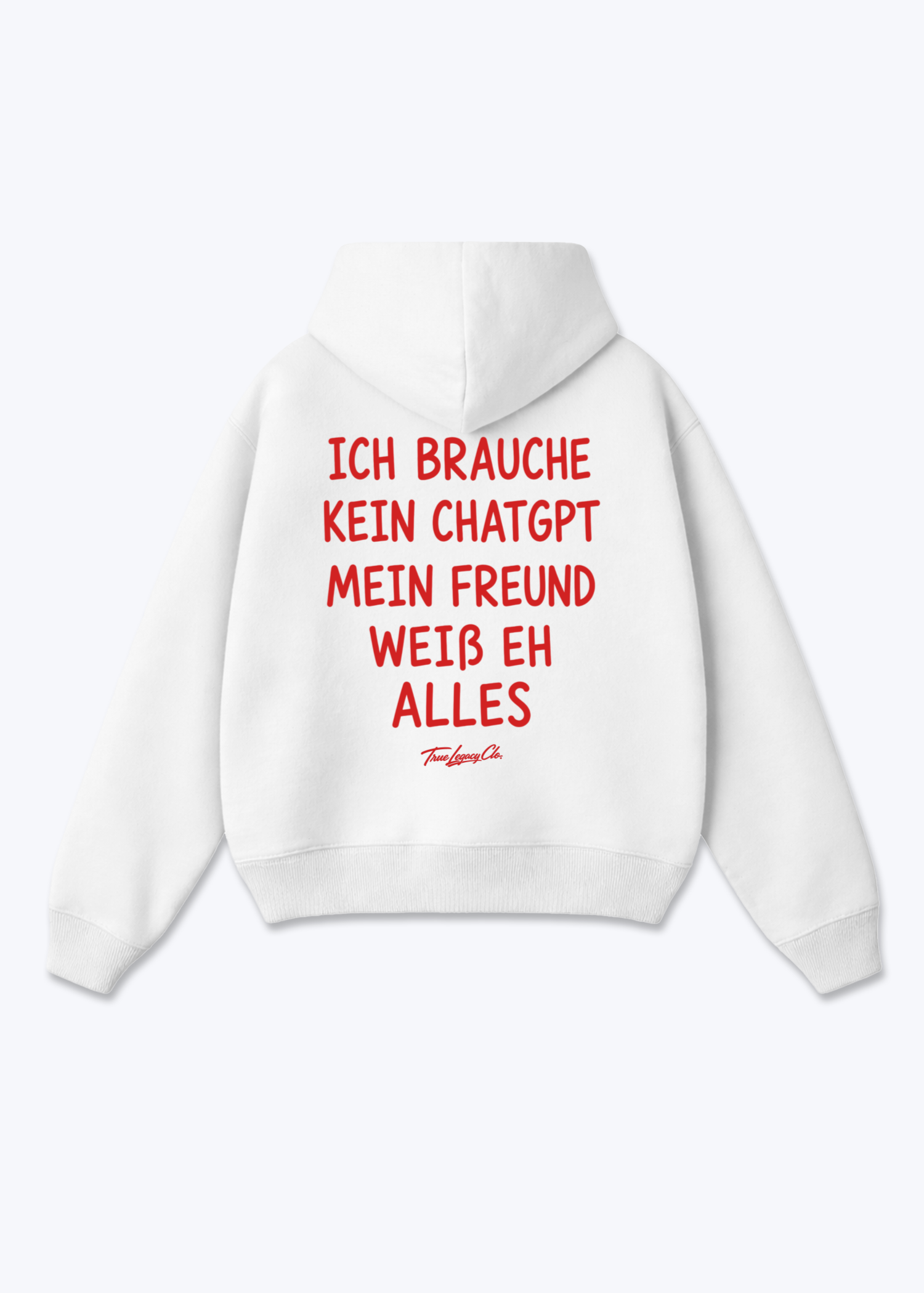 MEIN FREUND WEIß ALLES - Oversized Hoodie - White Back (Designed)